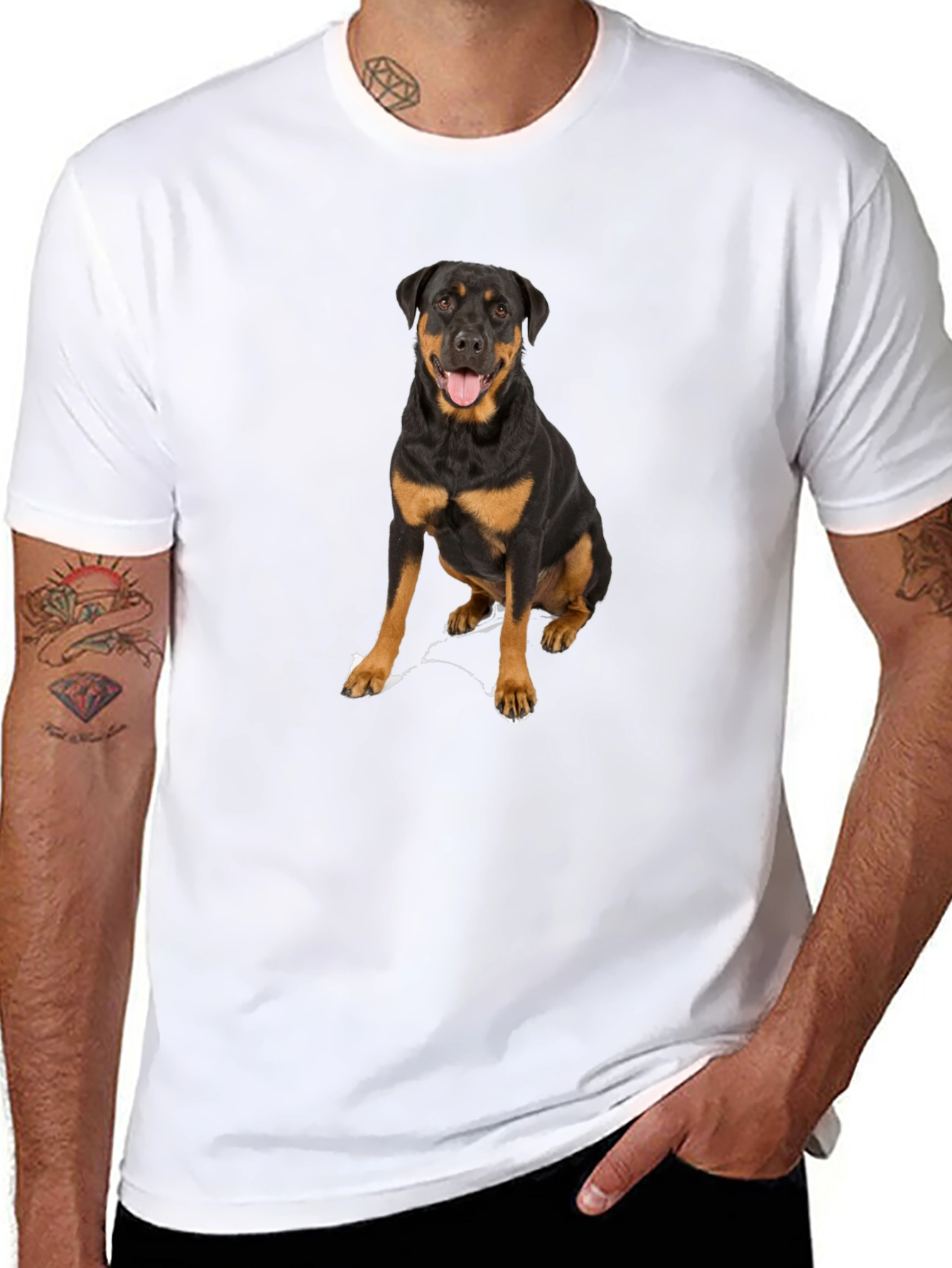 Rottweiler Dog Graphic T-Shirt - Black Cotton Tee