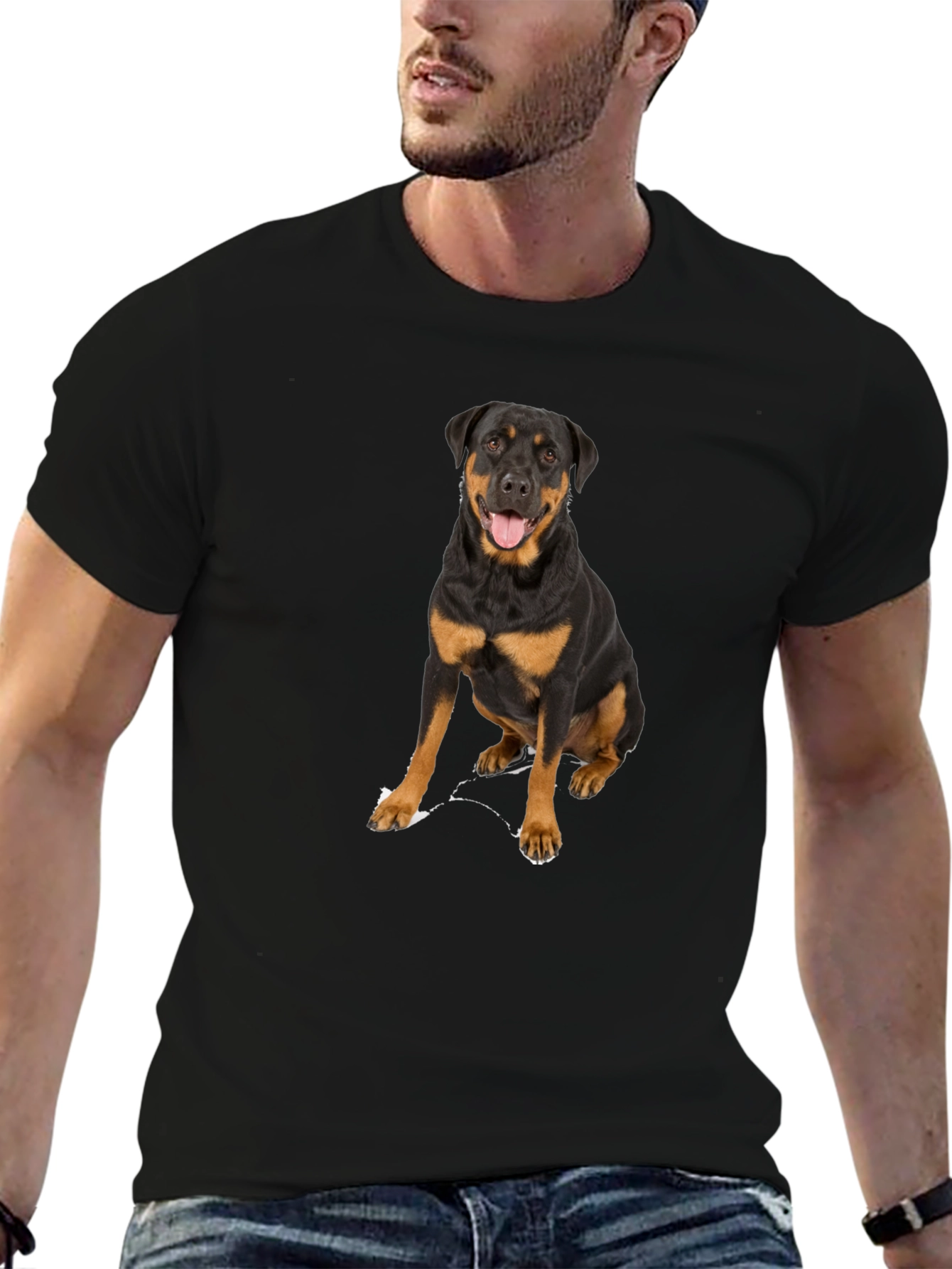 Rottweiler Dog Graphic T-Shirt - Black Cotton Tee