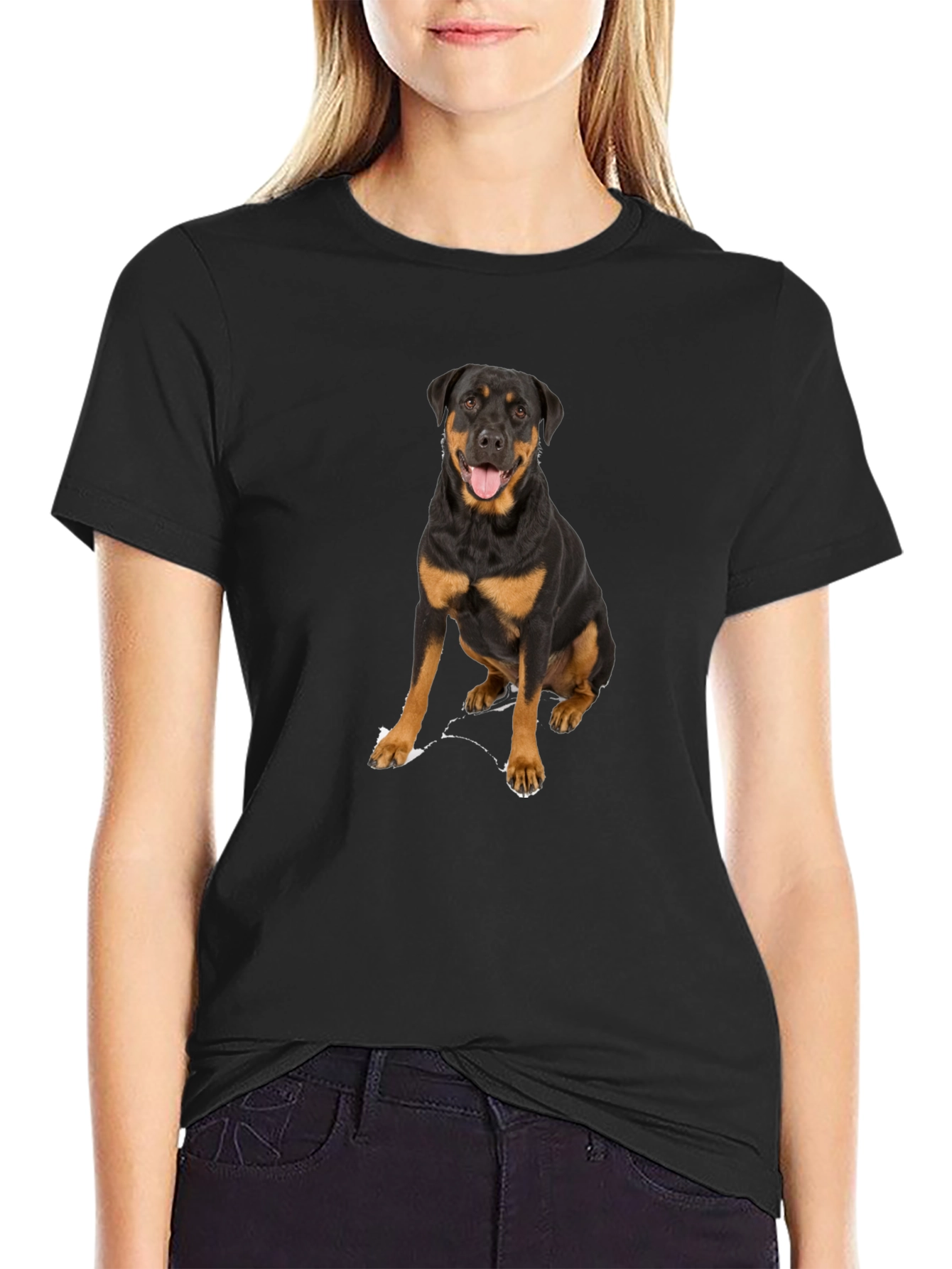 Rottweiler Dog Graphic T-Shirt - Black Cotton Tee