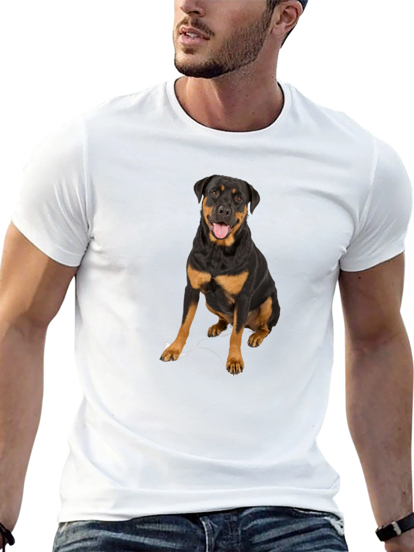 Rottweiler Dog Graphic T-Shirt - Black Cotton Tee