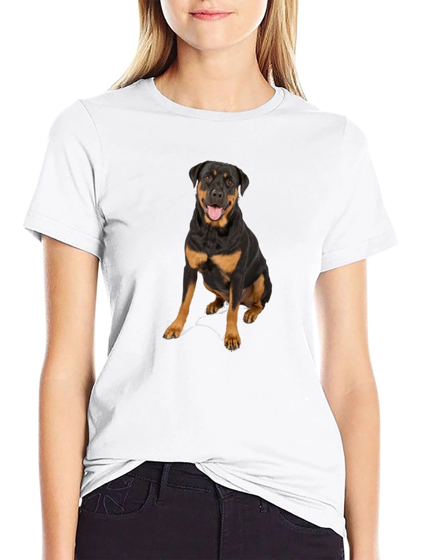 Rottweiler Dog Graphic T-Shirt - Black Cotton Tee
