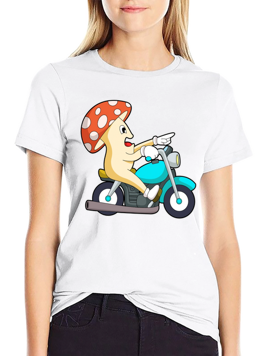 Mushroom Rider Graphic Tee - Black Cotton T-Shirt