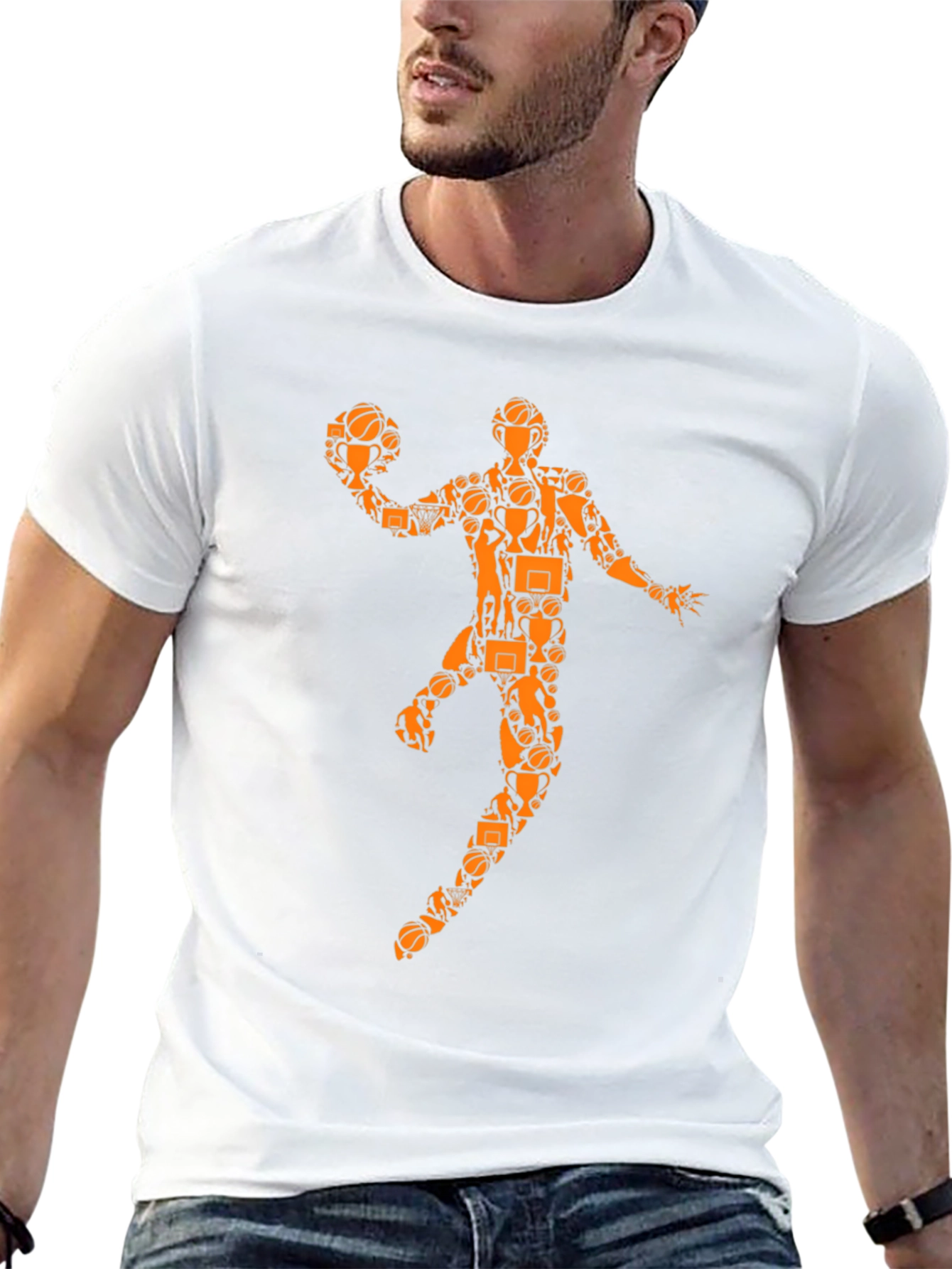 Basketball Player Graphic Tee - Black Cotton Shirt