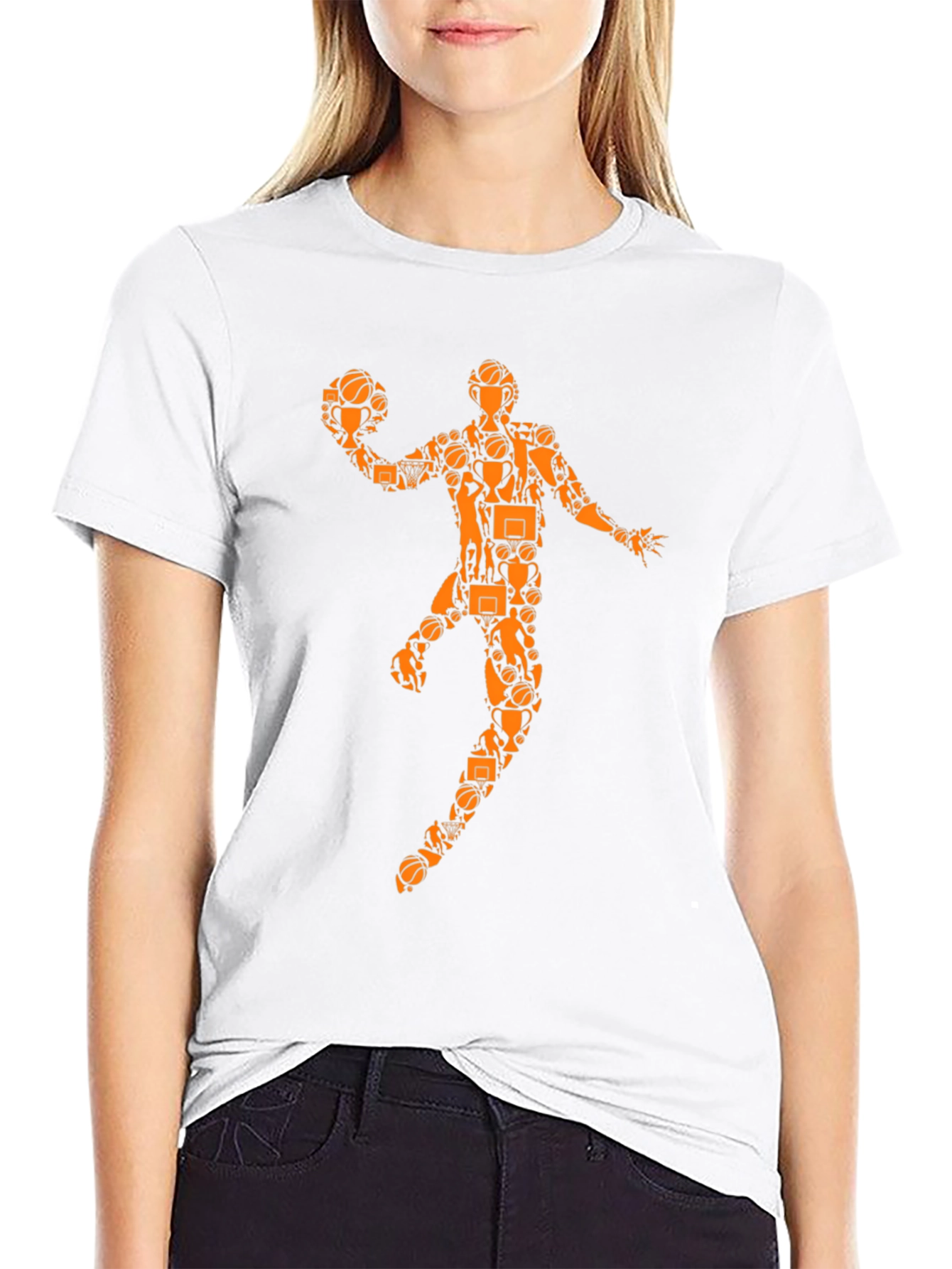 Basketball Player Graphic Tee - Black Cotton Shirt