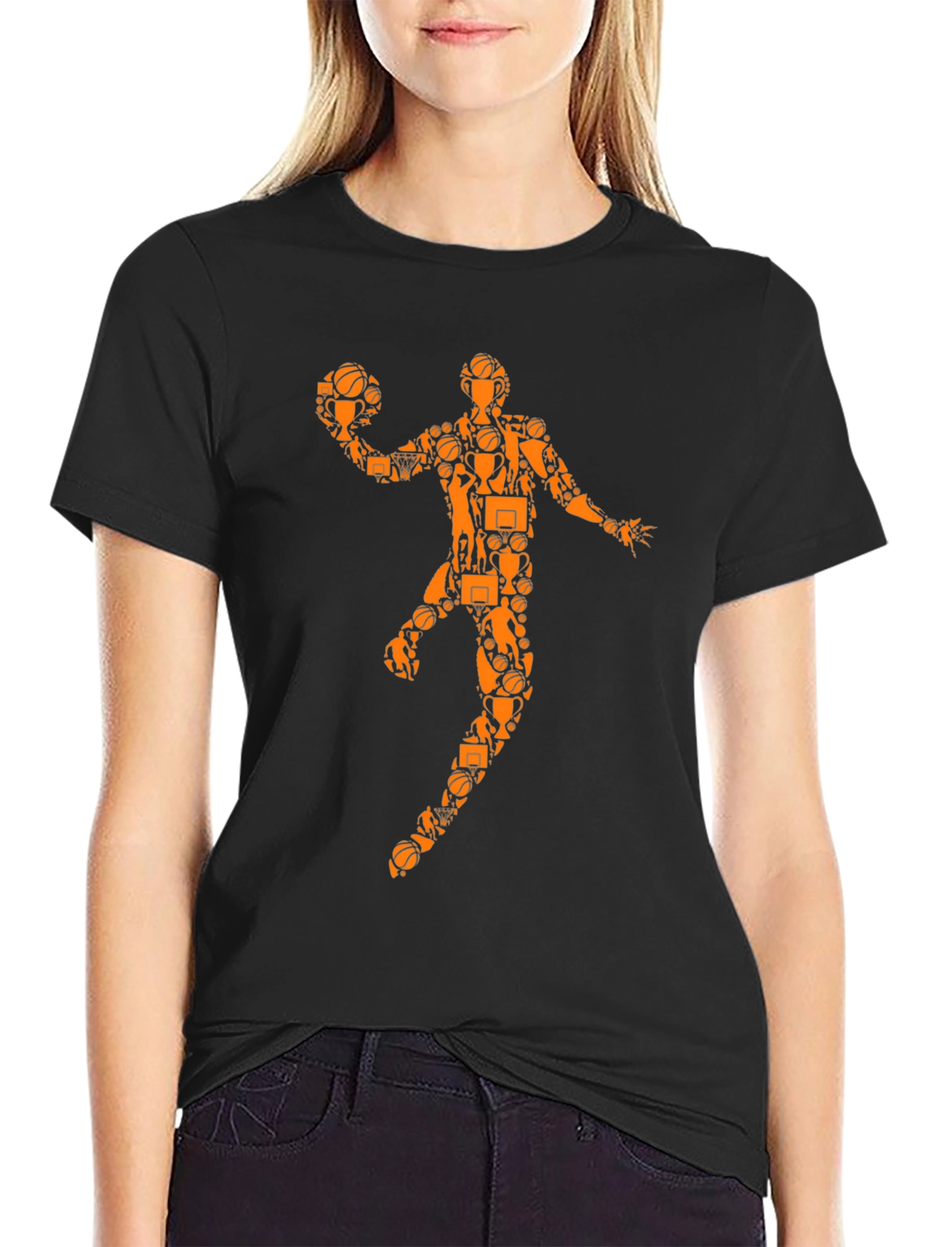 Basketball Player Graphic Tee - Black Cotton Shirt