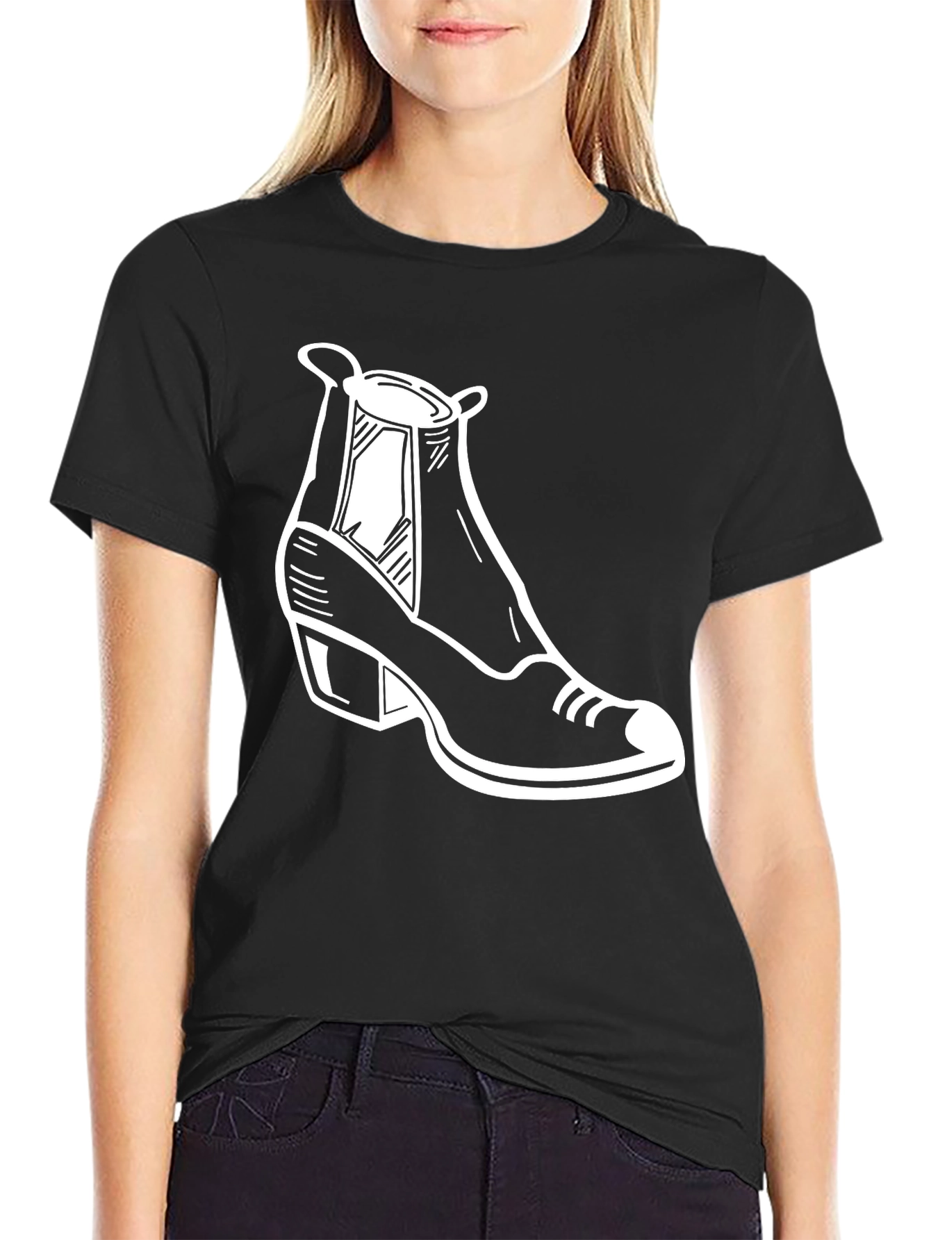 Black T-Shirt with Shoe Graphic
