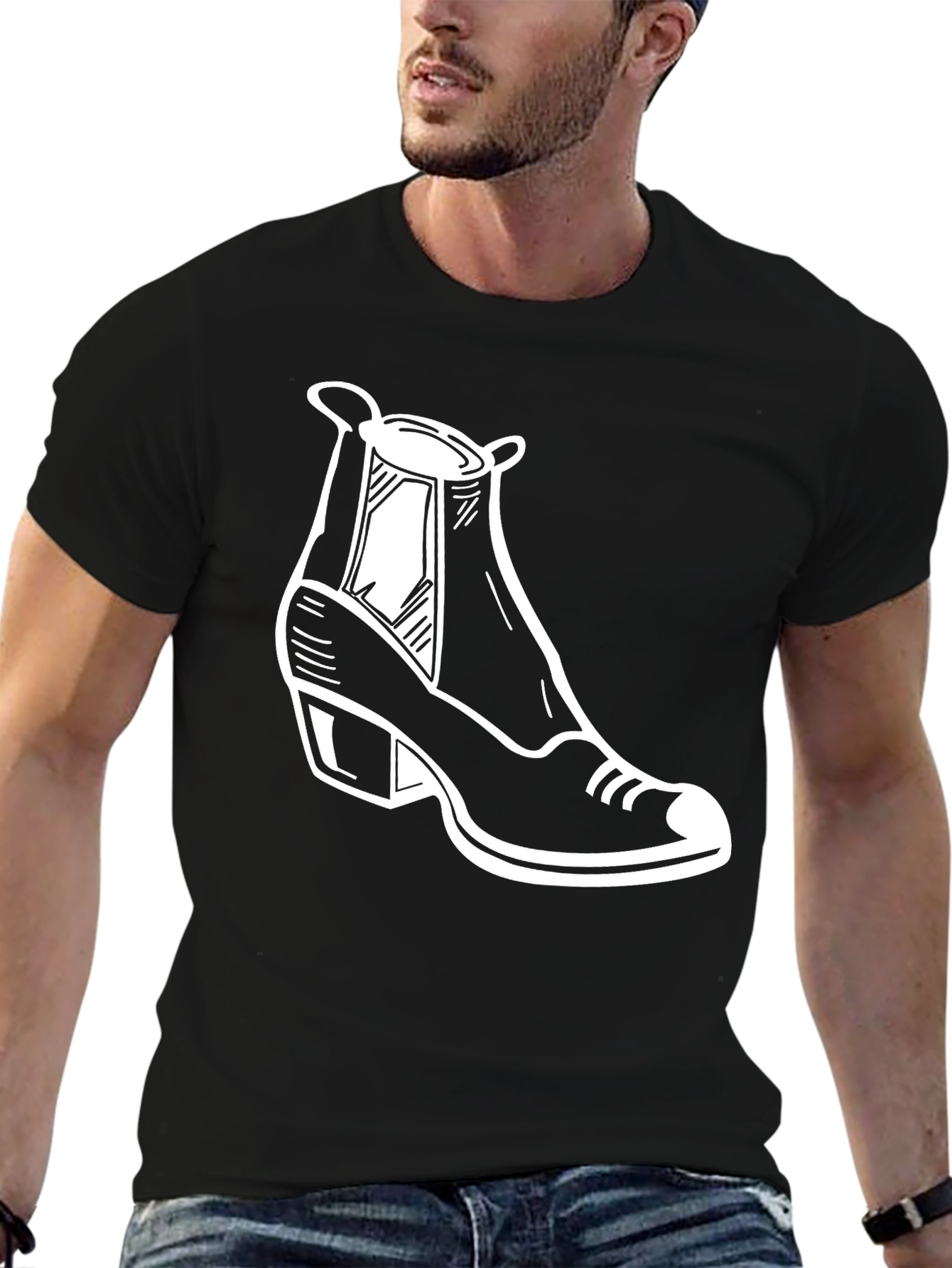 Black T-Shirt with Shoe Graphic
