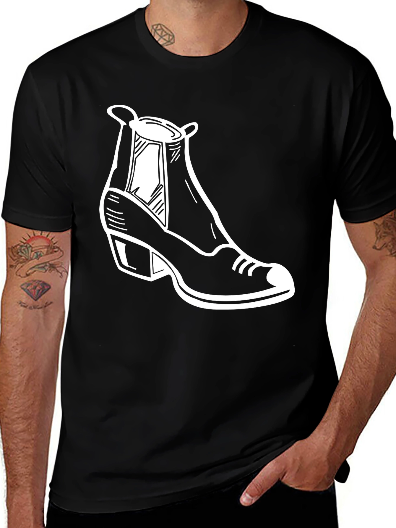 Black T-Shirt with Shoe Graphic