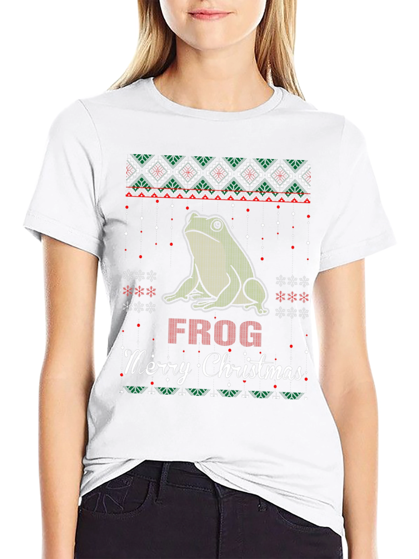 Frog Merry Christmas Ugly Sweater Style T-Shirt