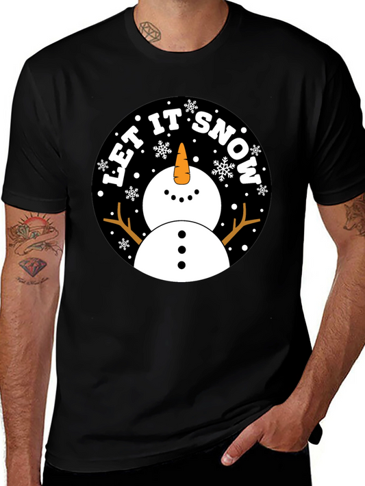 Let It Snow Snowman Black T-Shirt