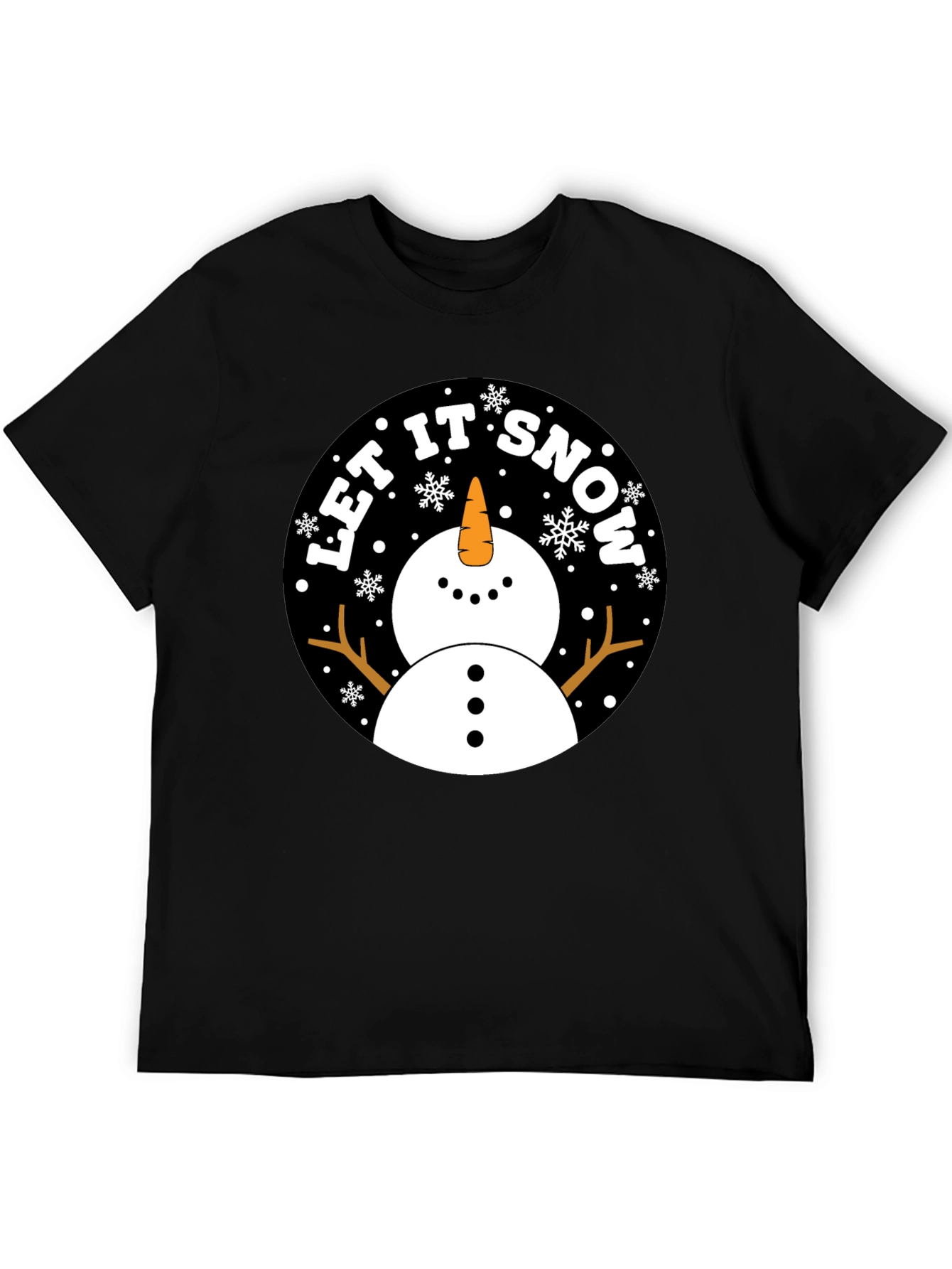 Let It Snow Snowman Black T-Shirt
