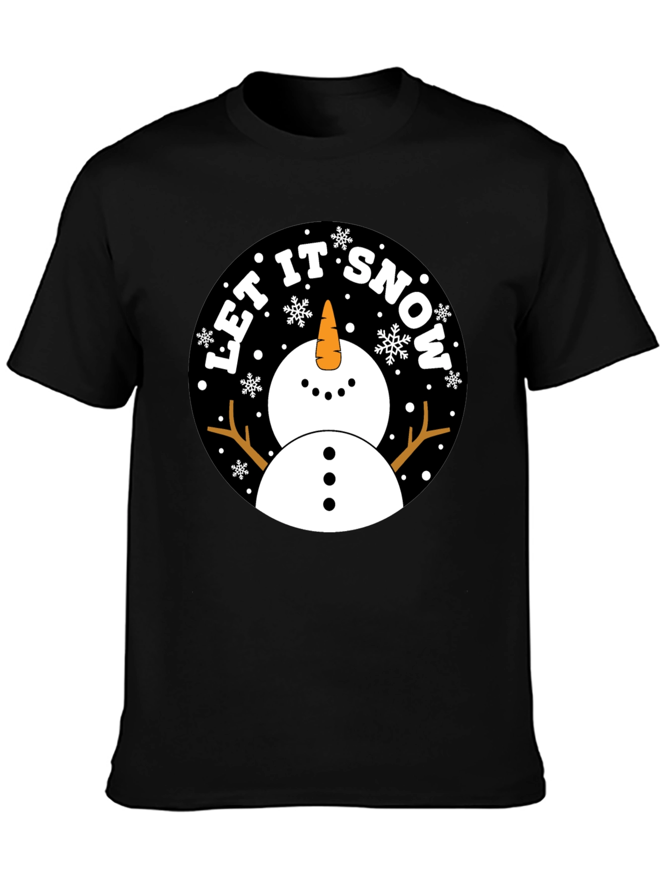 Let It Snow Snowman Black T-Shirt