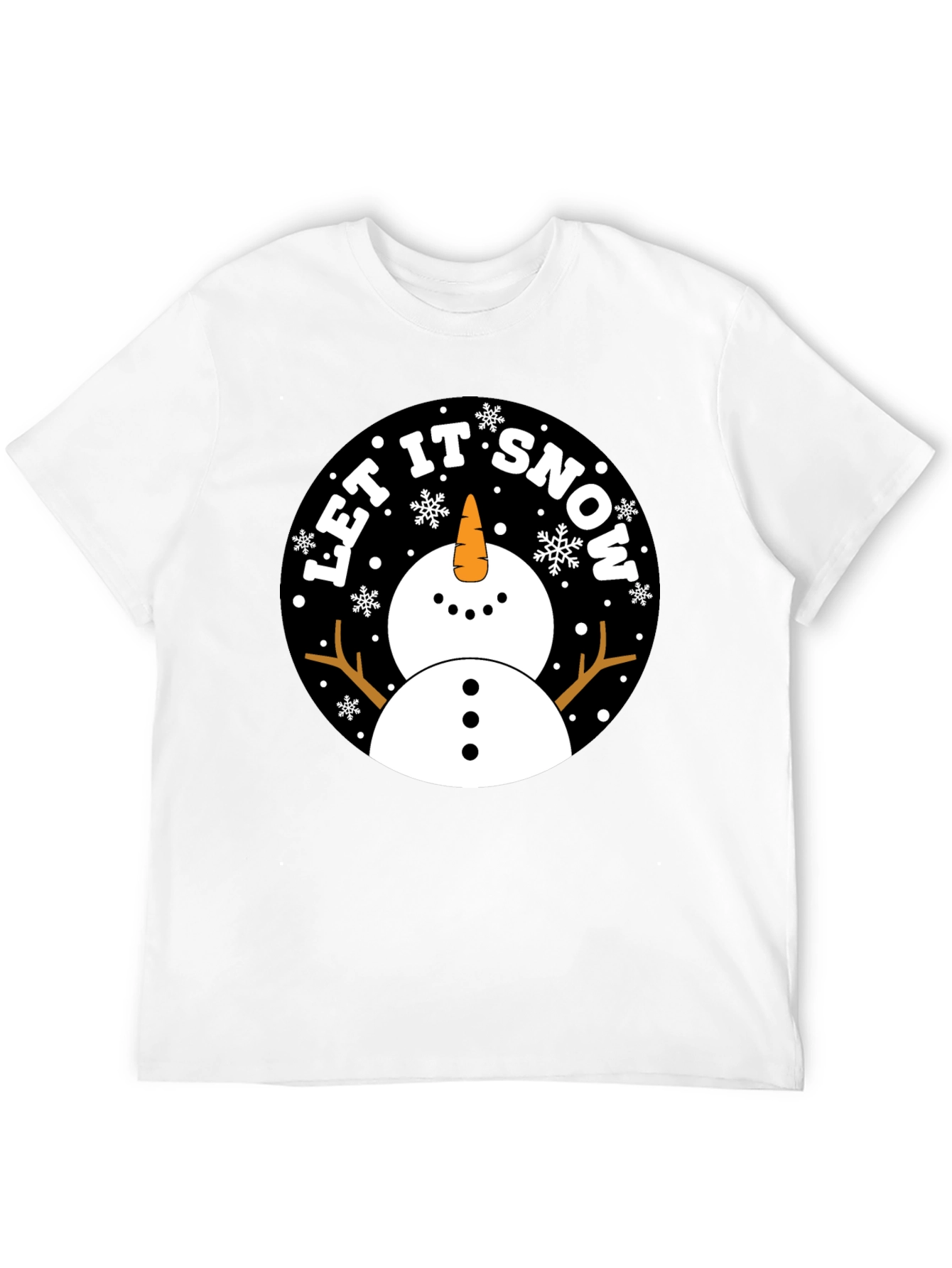 Let It Snow Snowman Black T-Shirt