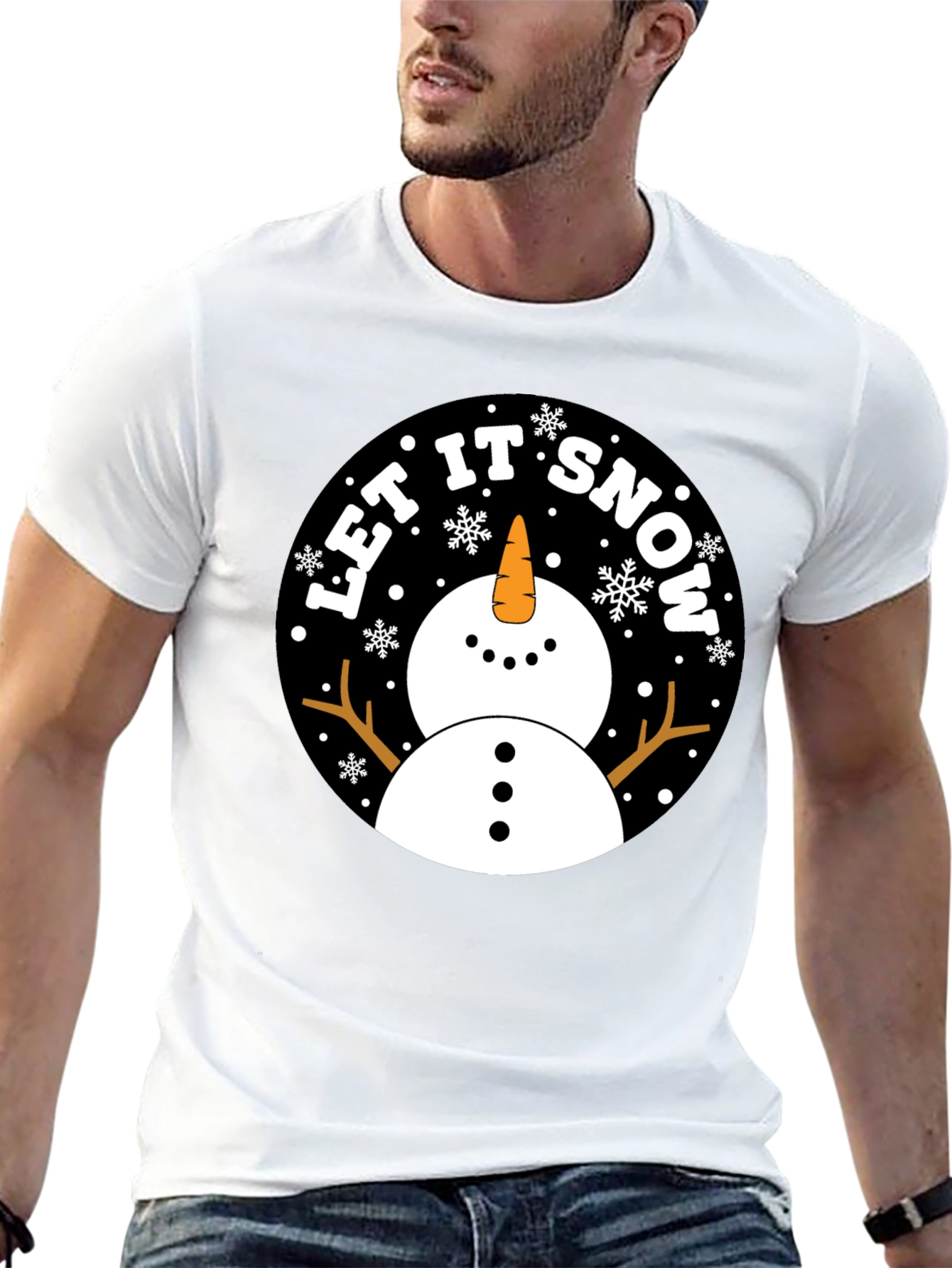 Let It Snow Snowman Black T-Shirt