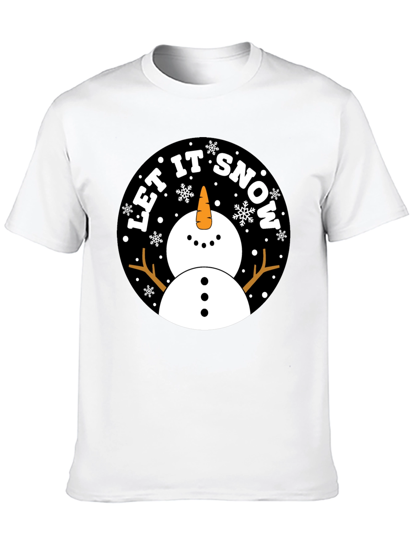 Let It Snow Snowman Black T-Shirt