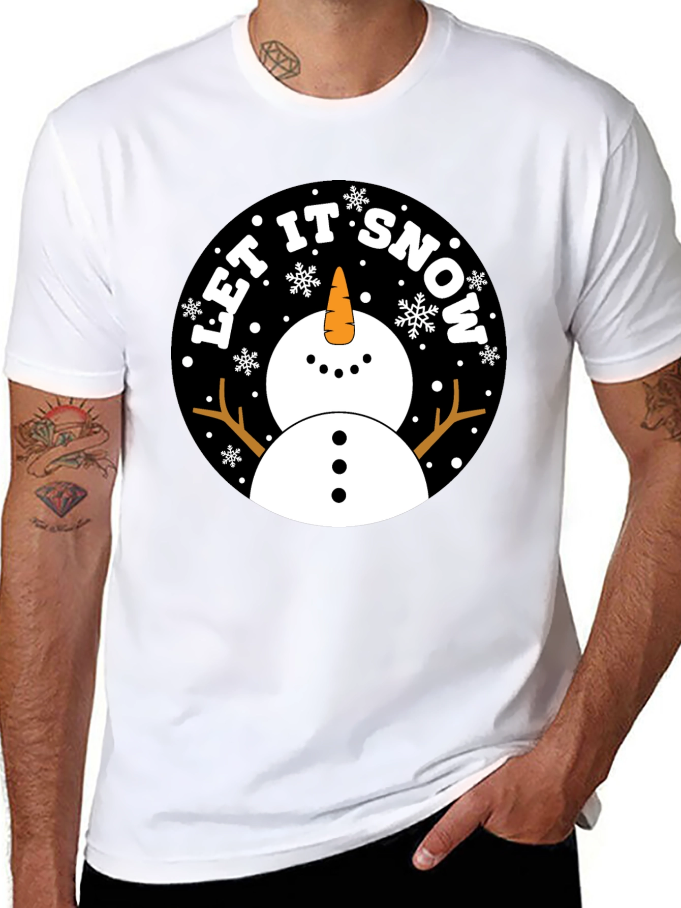 Let It Snow Snowman Black T-Shirt