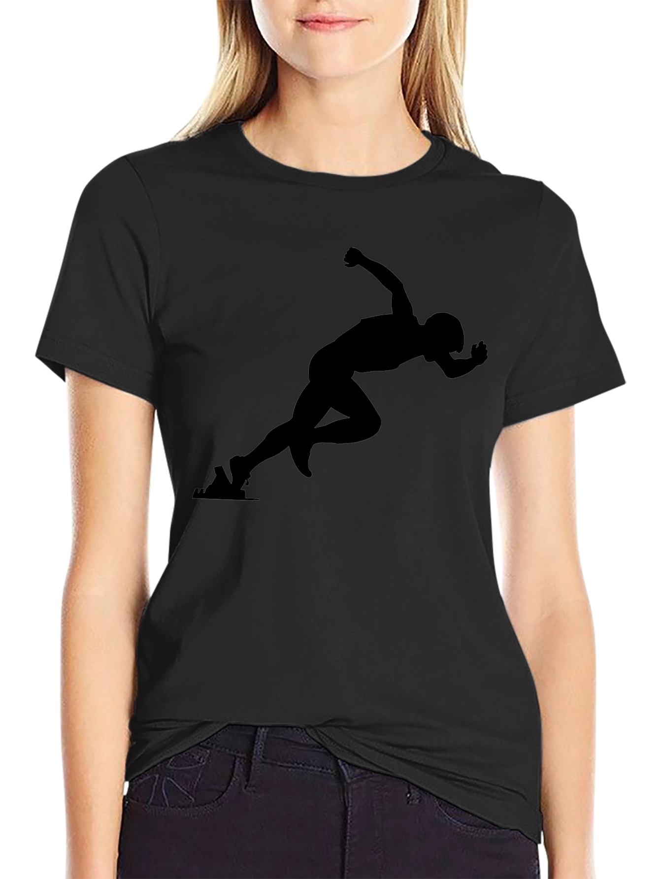 Mens Black Runner Graphic T-Shirt