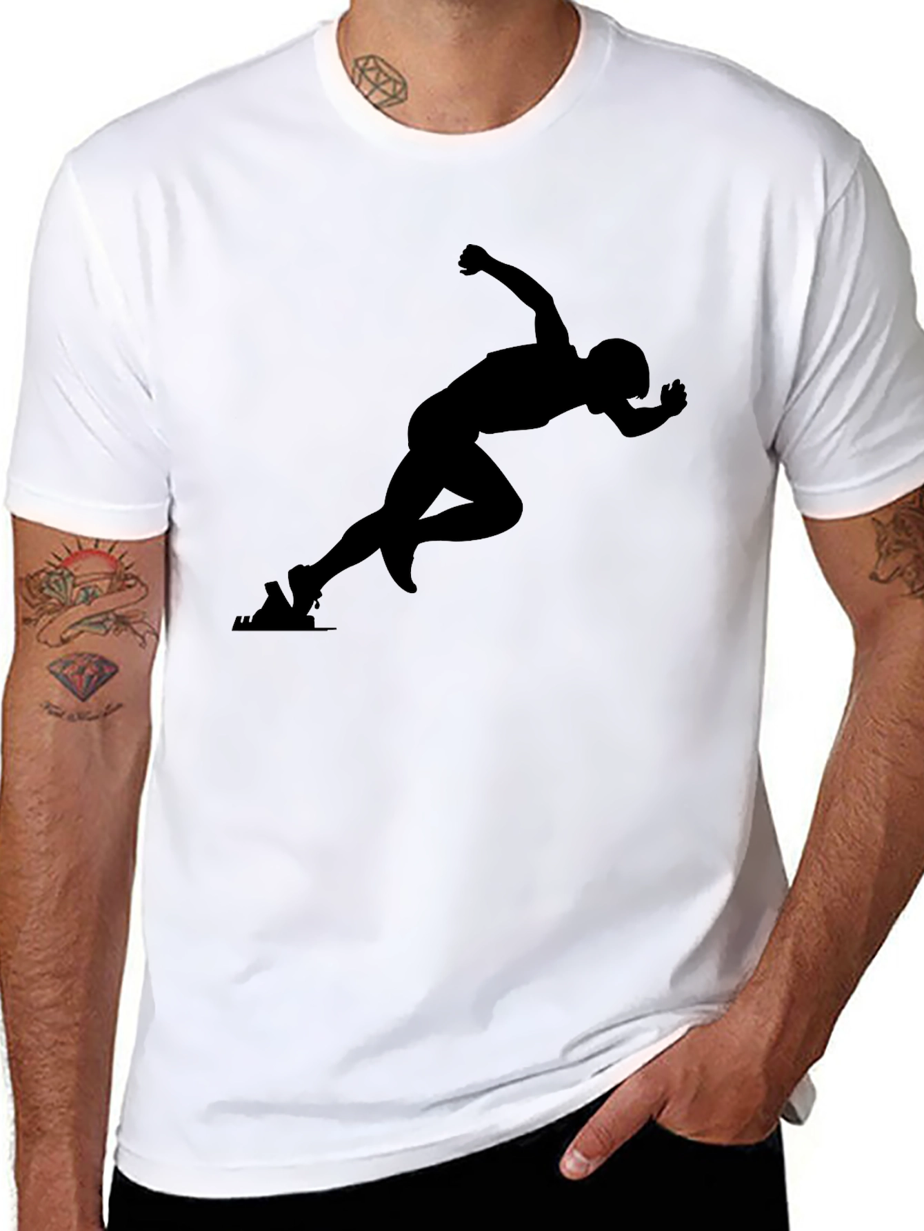 Mens Black Runner Graphic T-Shirt