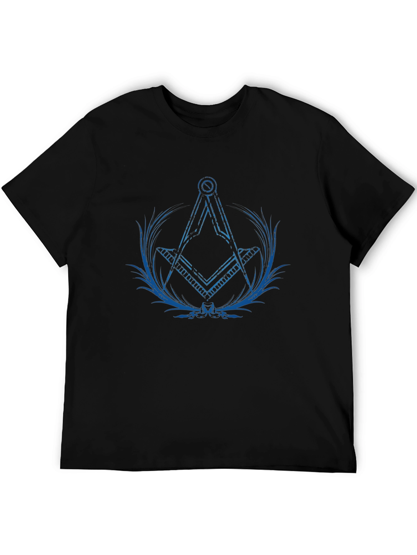 Blue Masonic Symbol on Black Tee