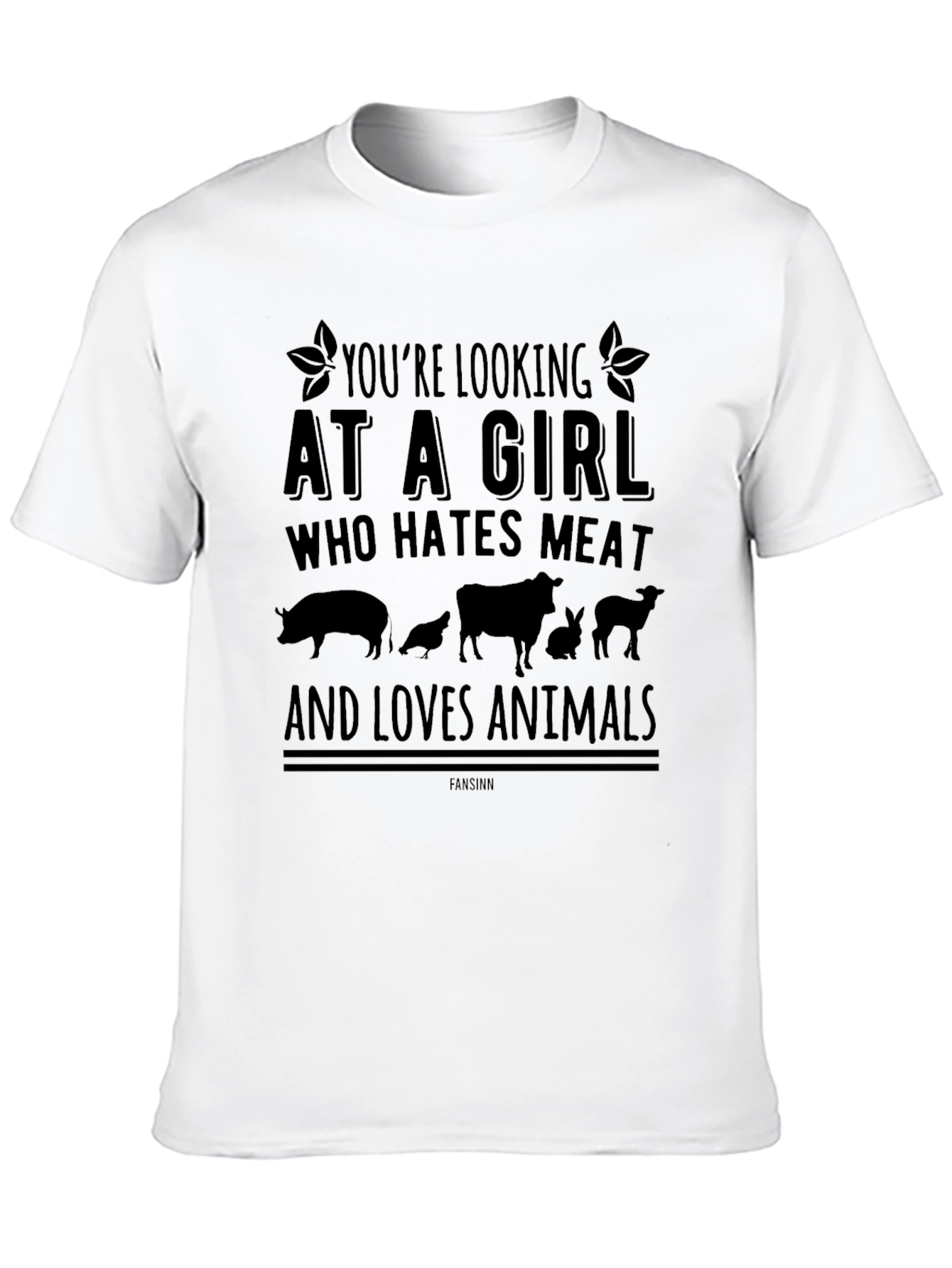 Vegan Statement T-Shirt -  Loves Animals Hates Meat