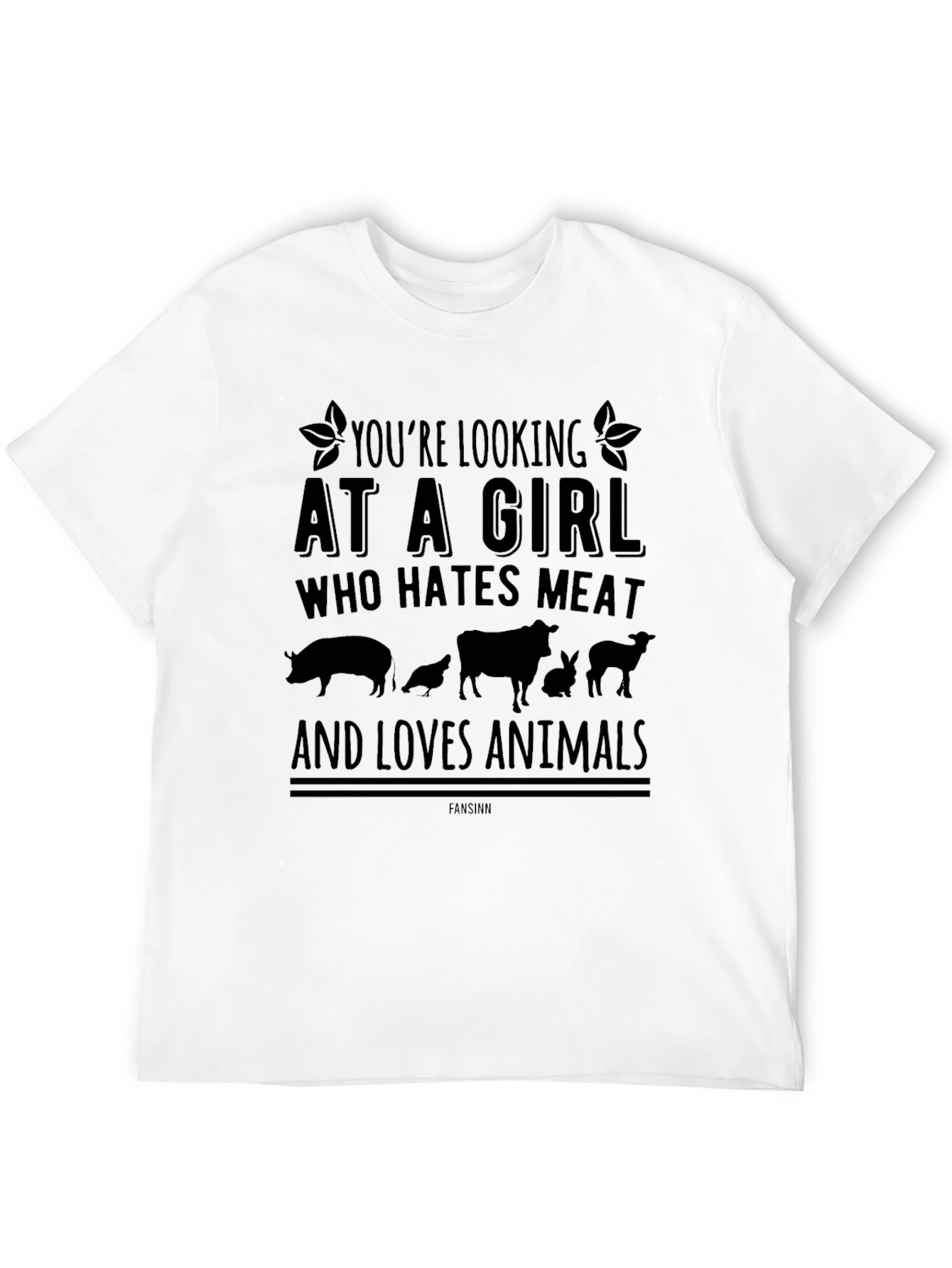 Vegan Statement T-Shirt -  Loves Animals Hates Meat