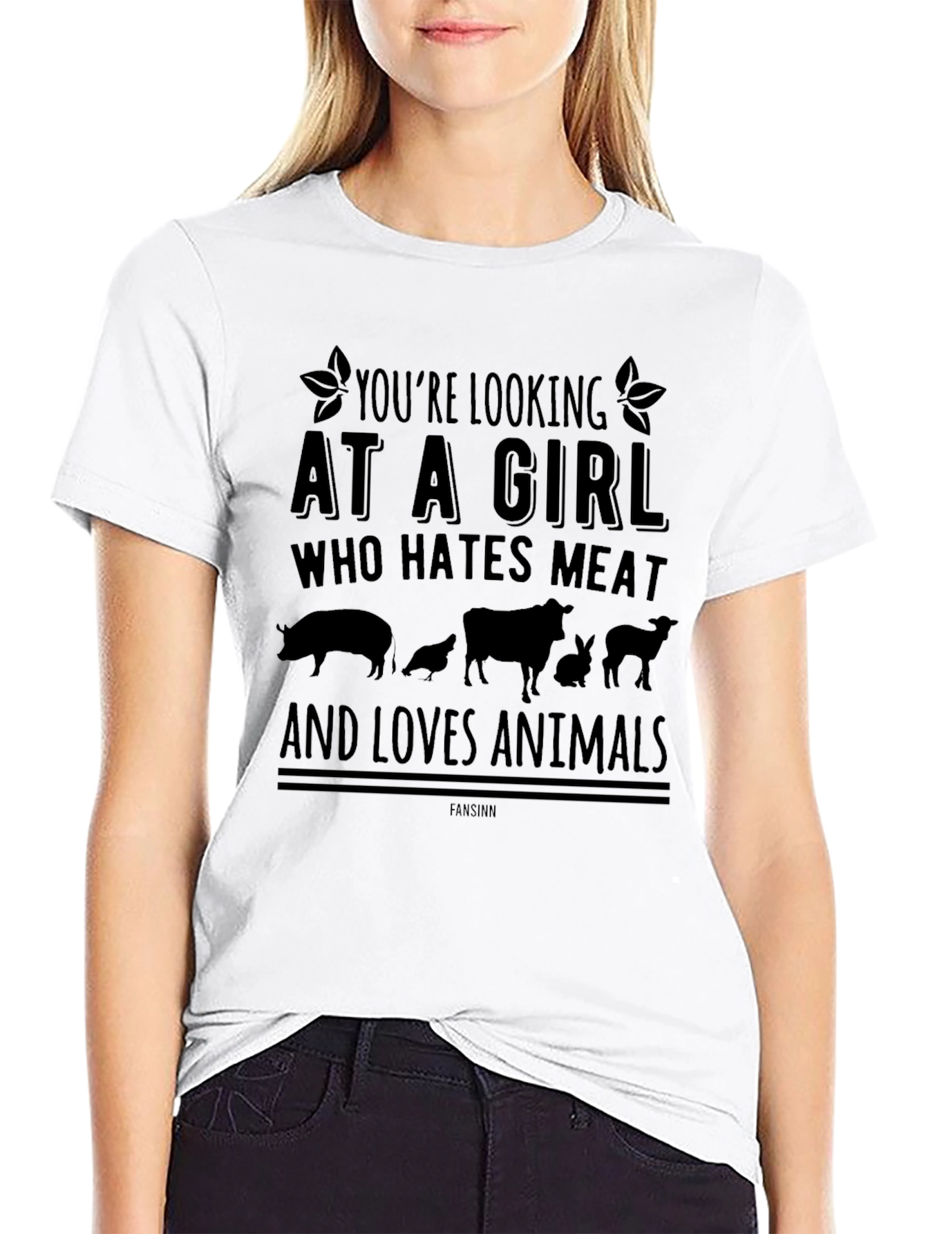 Vegan Statement T-Shirt -  Loves Animals Hates Meat