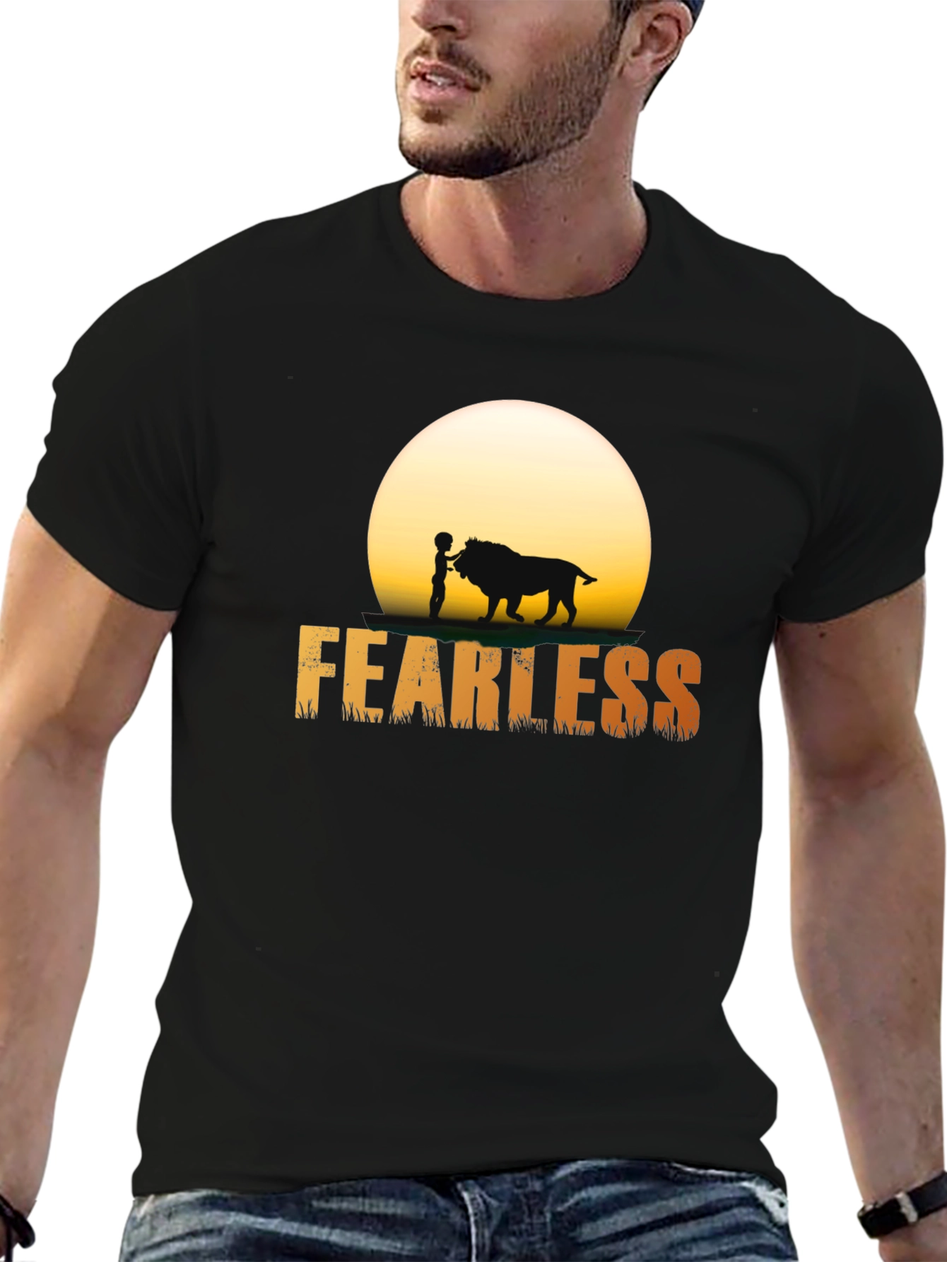 Fearless Lion Graphic Tee - Mens Black T-Shirt