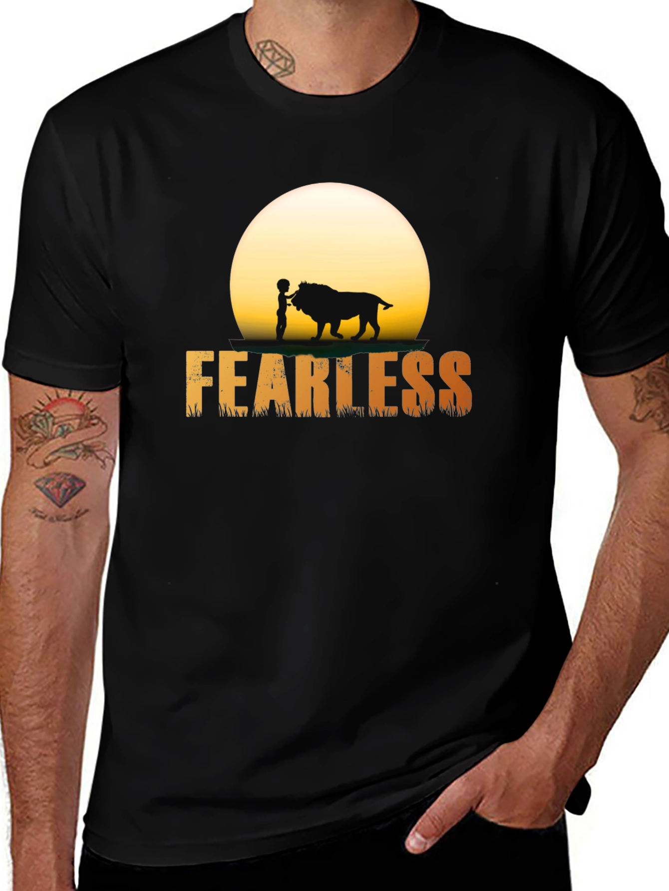 Fearless Lion Graphic Tee - Mens Black T-Shirt
