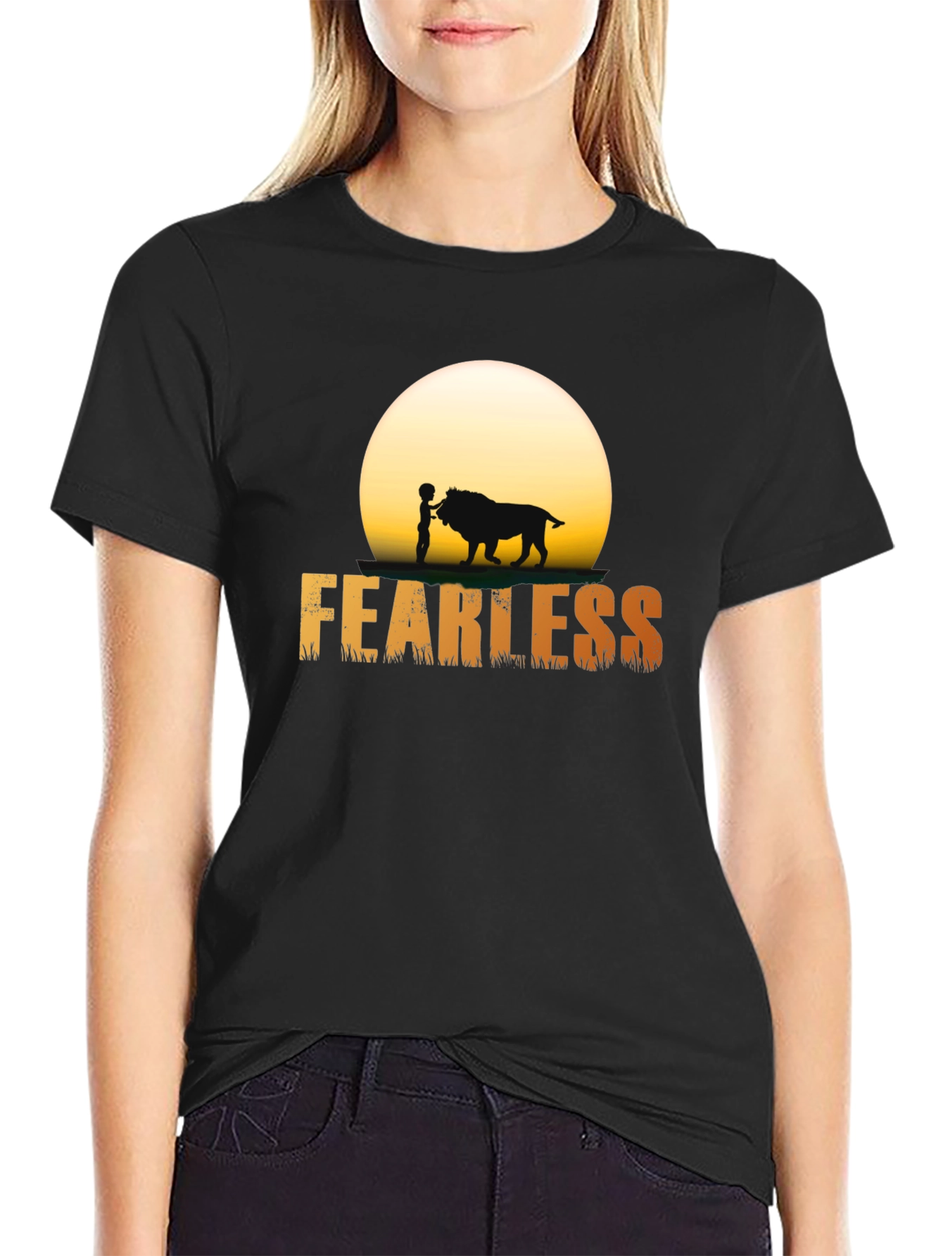 Fearless Lion Graphic Tee - Mens Black T-Shirt
