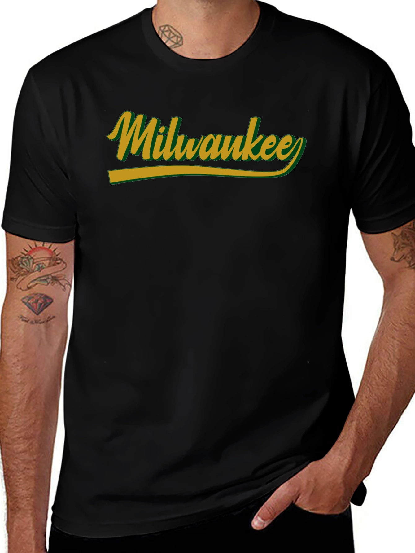 Milwaukee Black Crew Neck Short Sleeve T-Shirt