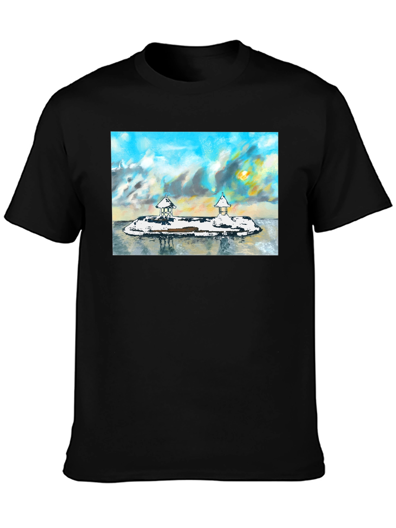 Island View Graphic Tee - Stylish Black T-Shirt