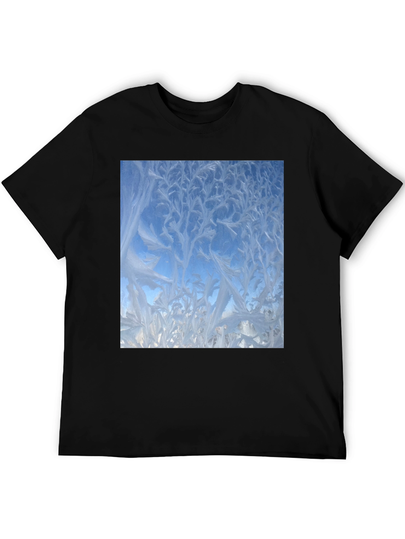 Winter Window Frost Print T-Shirt - Black