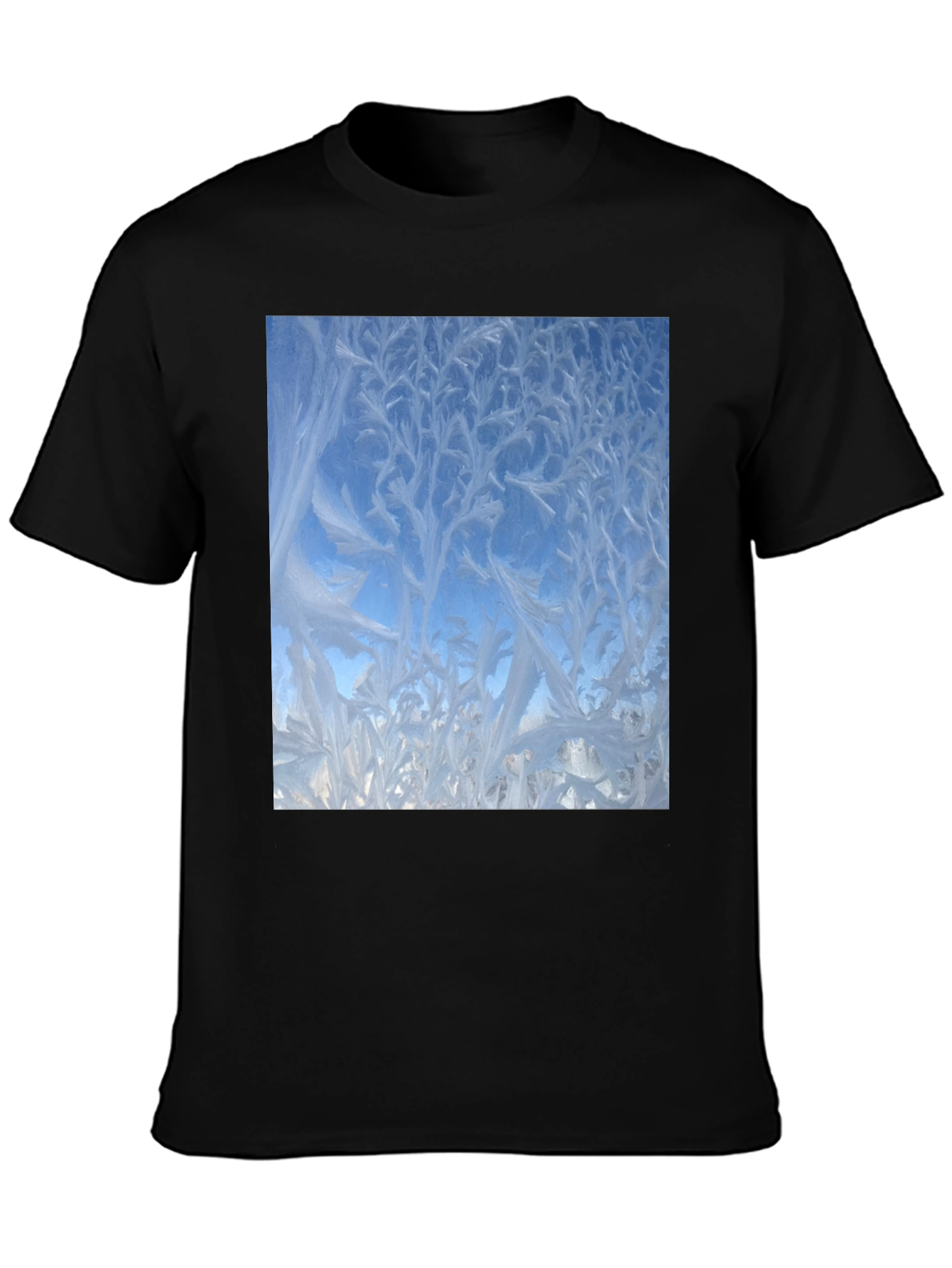 Winter Window Frost Print T-Shirt - Black