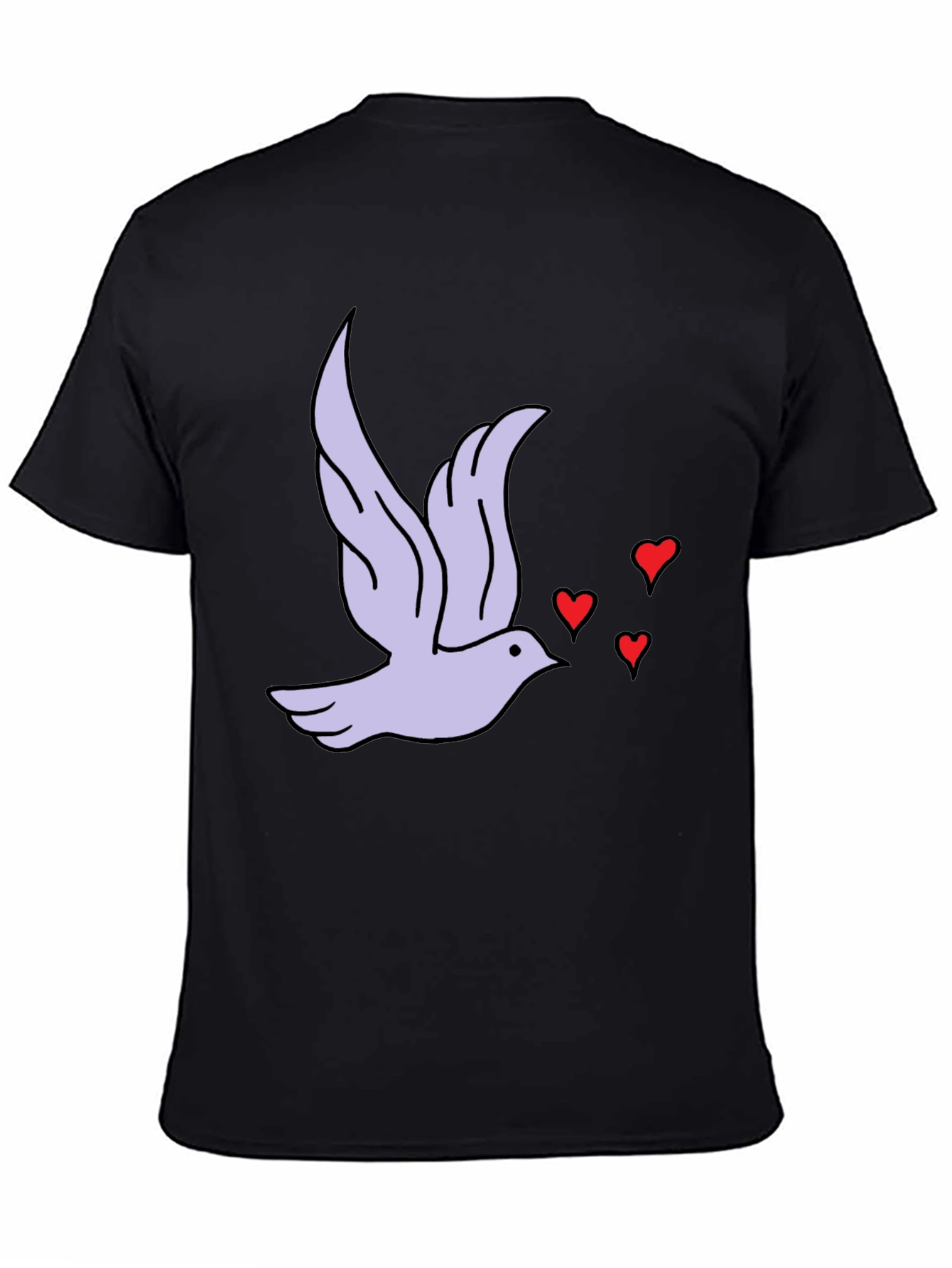 Dove & Hearts Graphic Black T-Shirt
