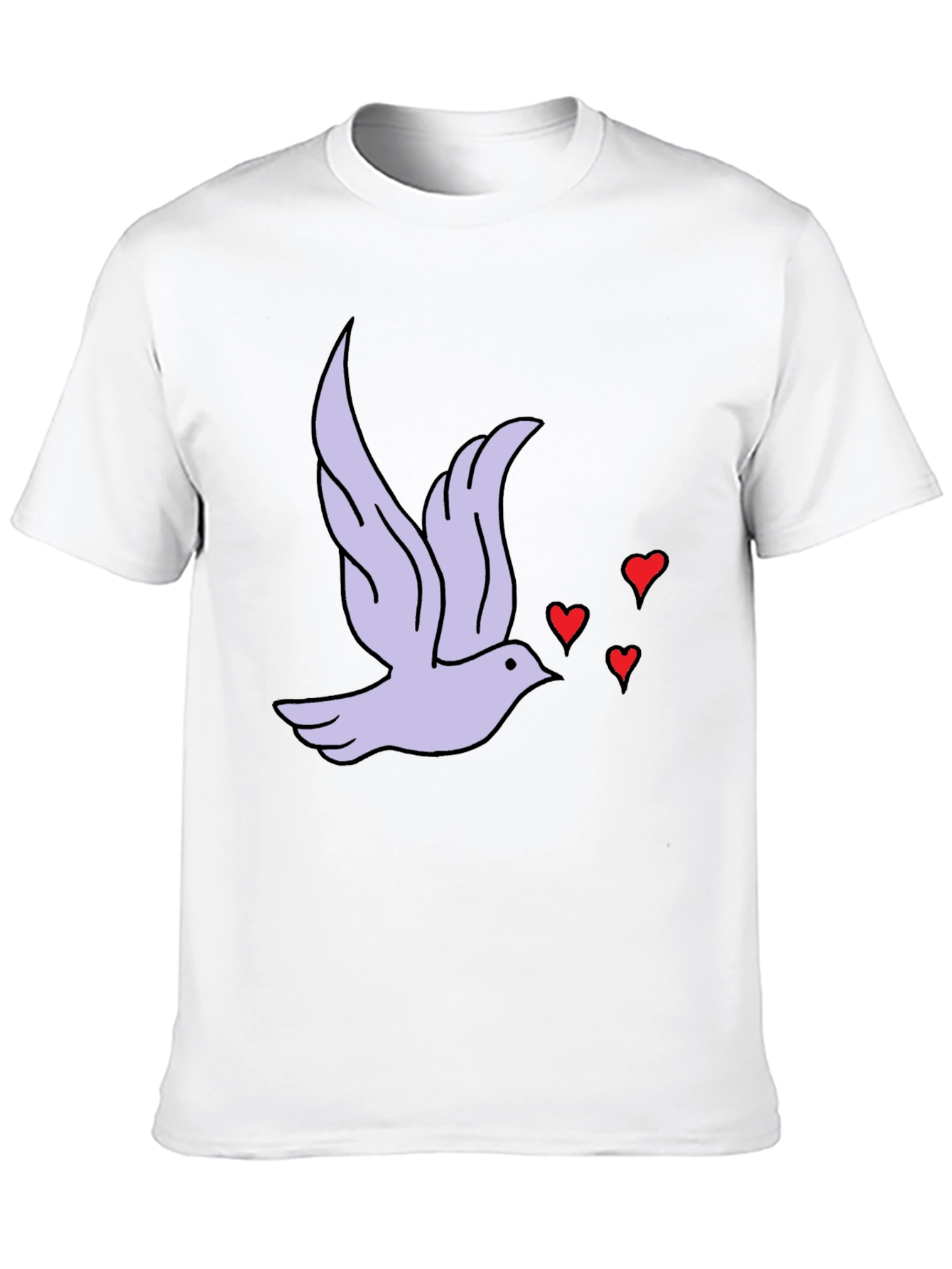 Dove & Hearts Graphic Black T-Shirt