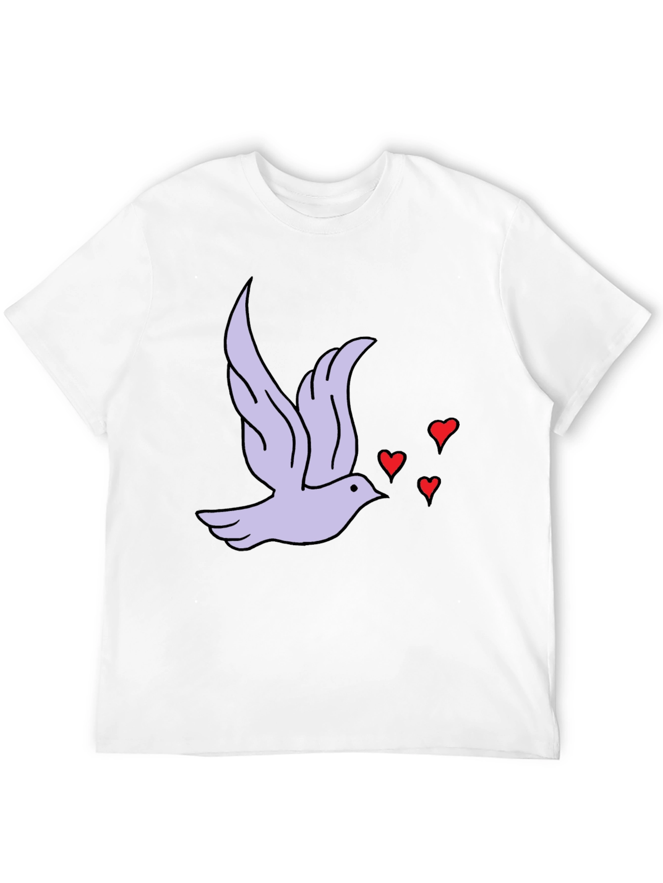 Dove & Hearts Graphic Black T-Shirt