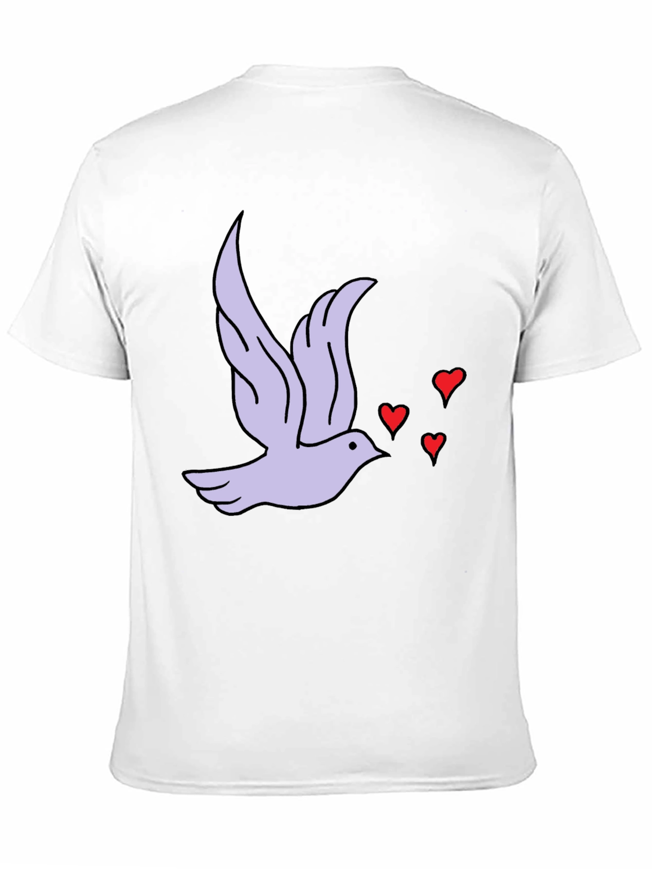 Dove & Hearts Graphic Black T-Shirt