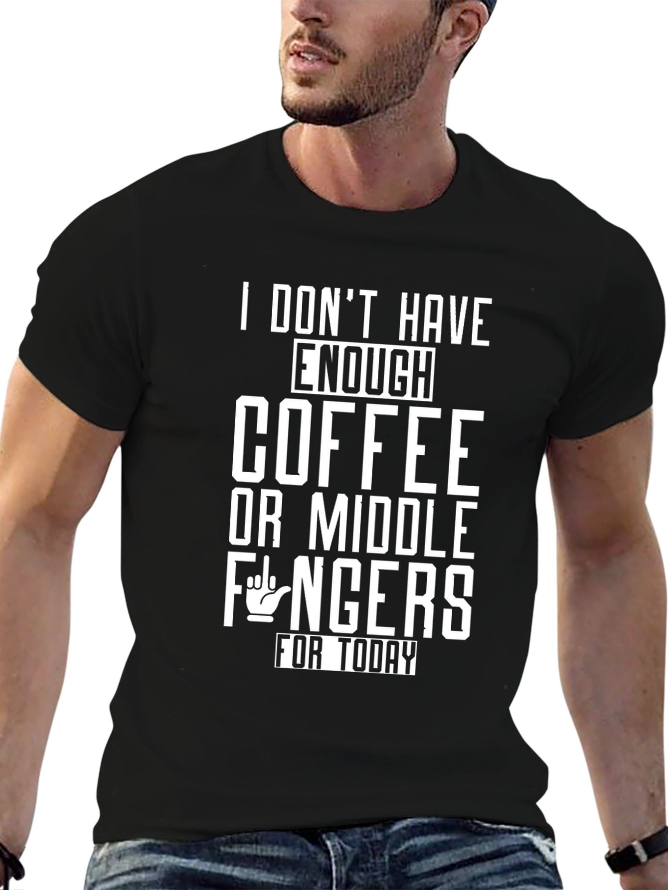 Funny Coffee & Middle Fingers Graphic T-Shirt