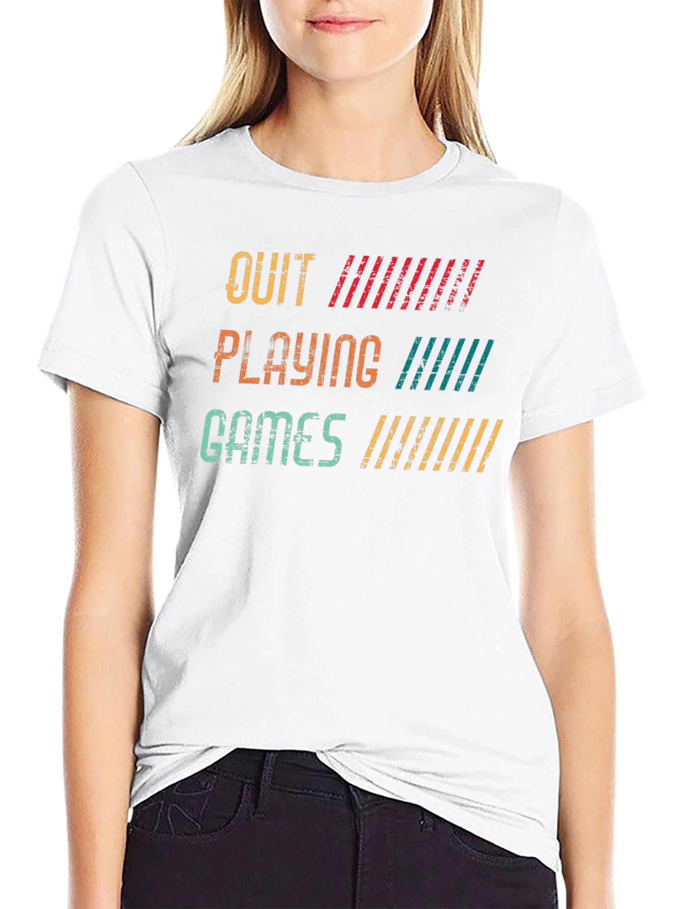 Quit Playing Games Retro Graphic Tee