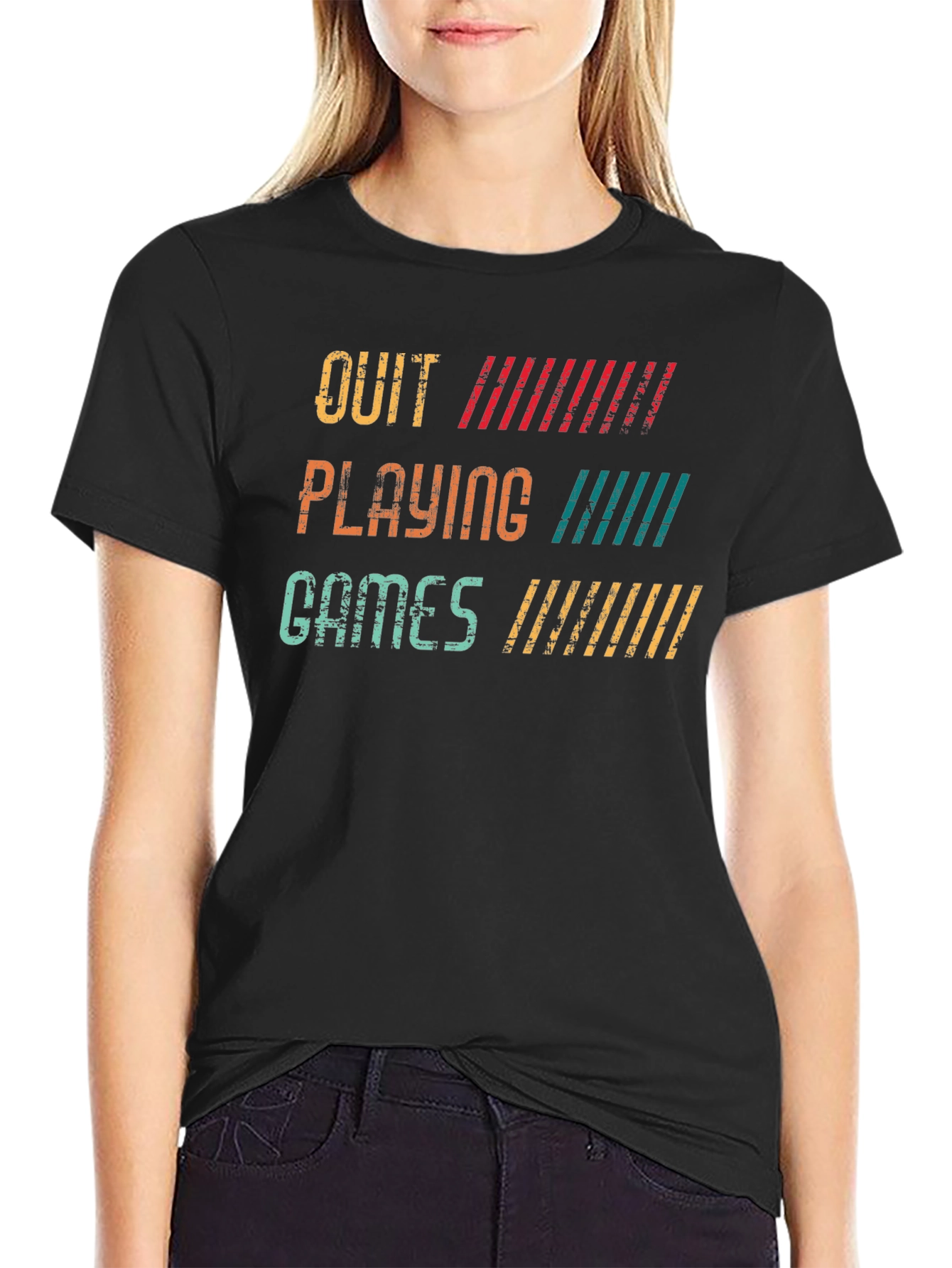 Quit Playing Games Retro Graphic Tee