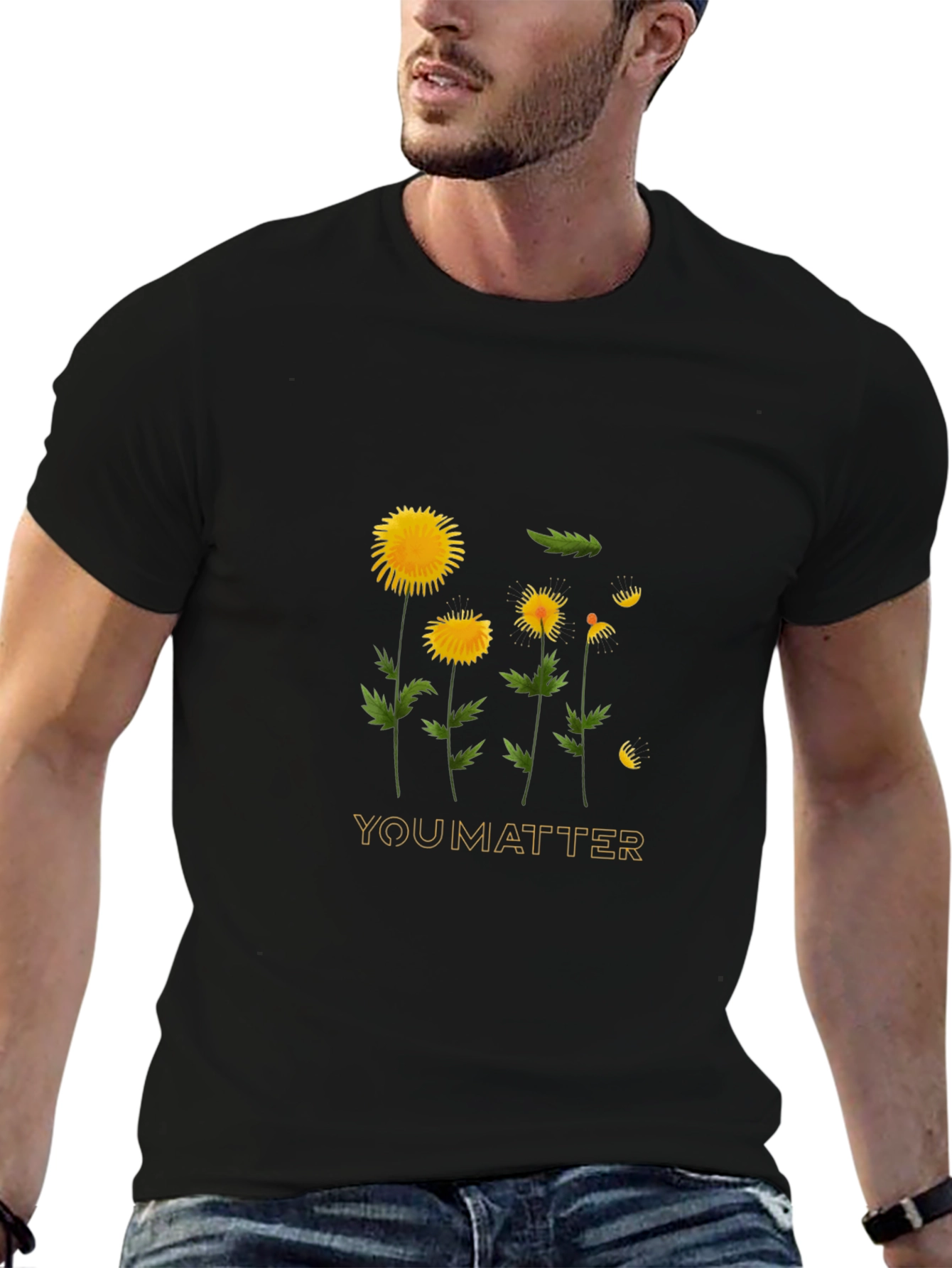You Matter Dandelion Graphic Black T-Shirt