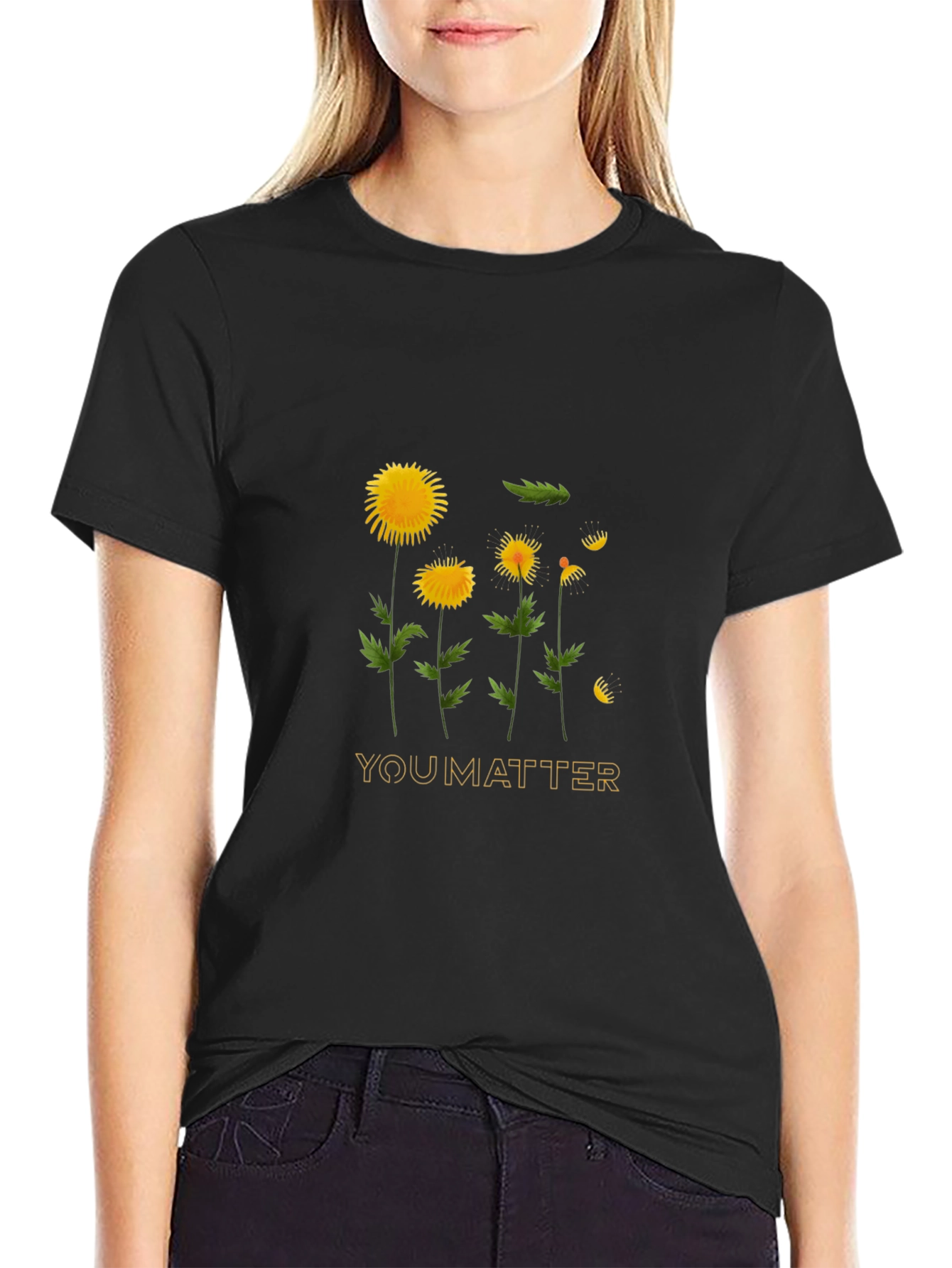 You Matter Dandelion Graphic Black T-Shirt