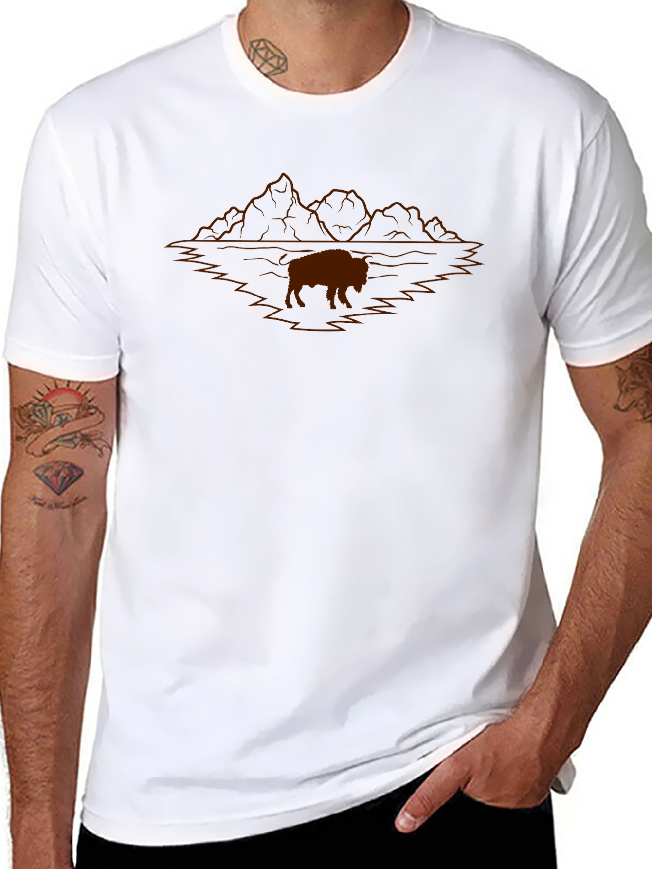Buffalo Mountain Graphic Tee - Black Cotton Blend