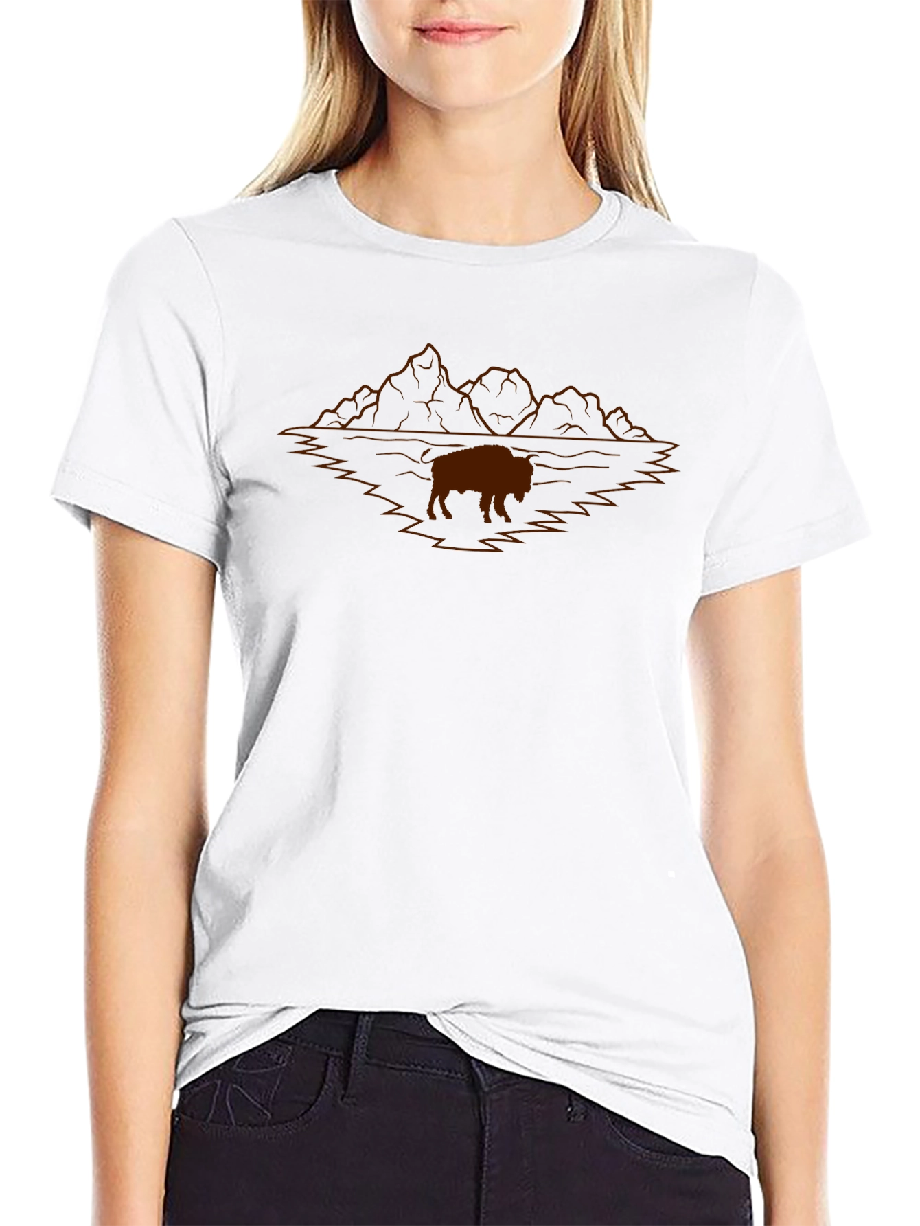 Buffalo Mountain Graphic Tee - Black Cotton Blend