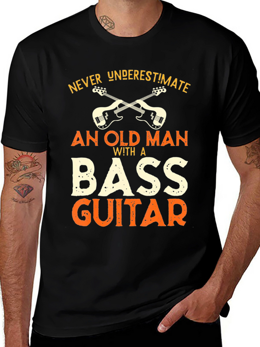 Bass Guitar Old Man Graphic Tee