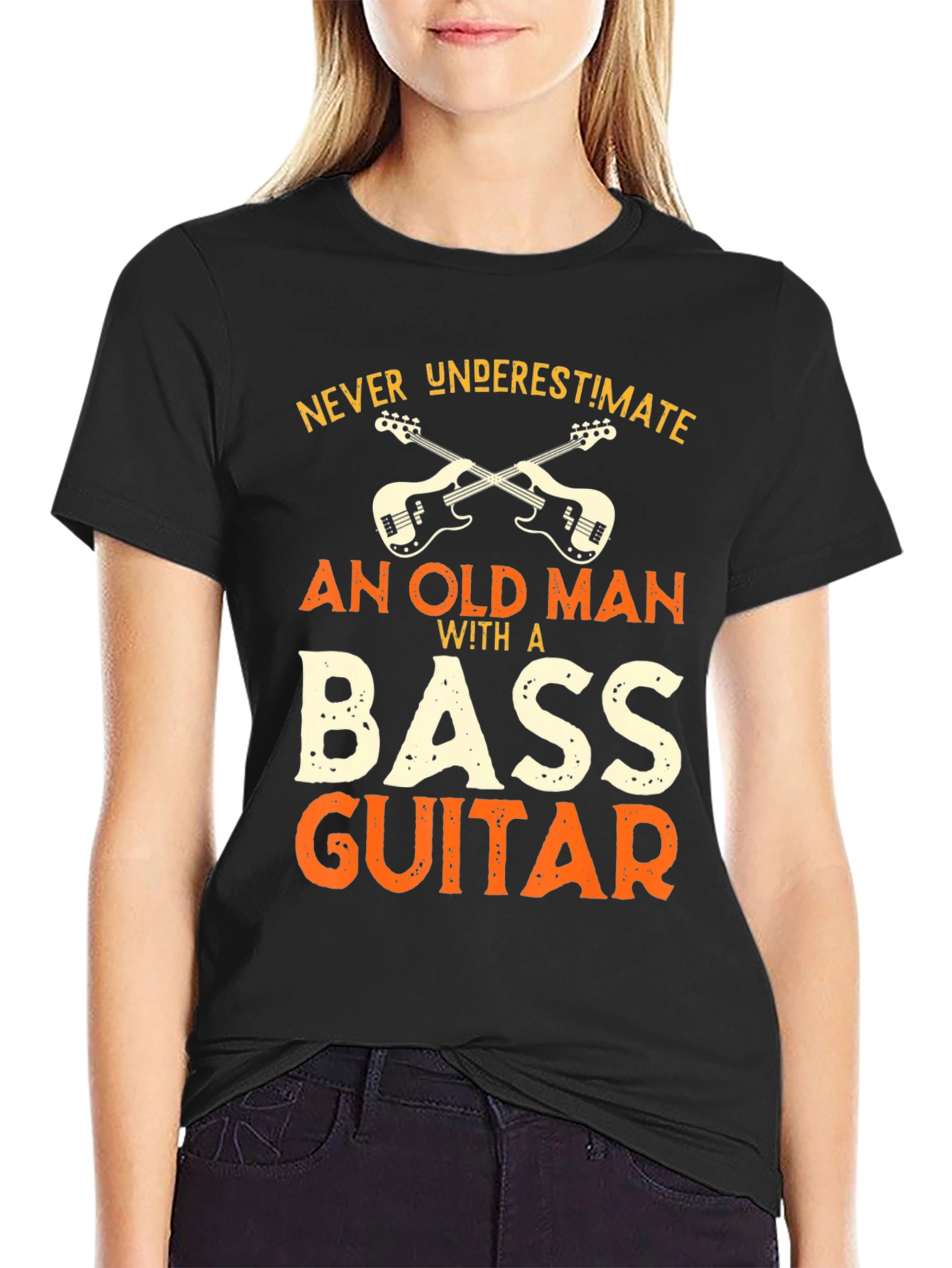 Bass Guitar Old Man Graphic Tee