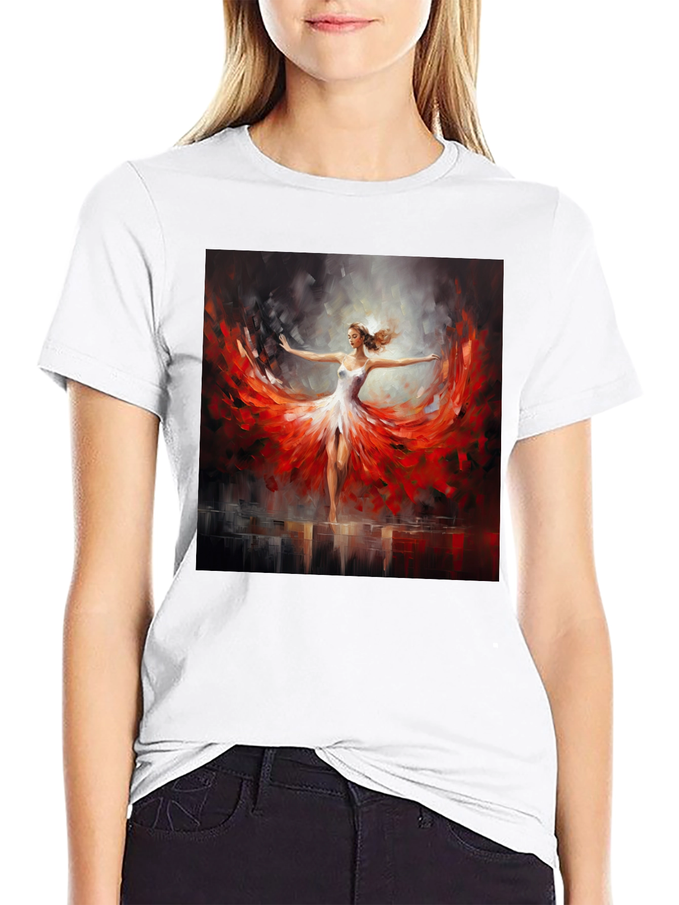 Dancing Lady Graphic Tee - Stylish Art T-Shirt
