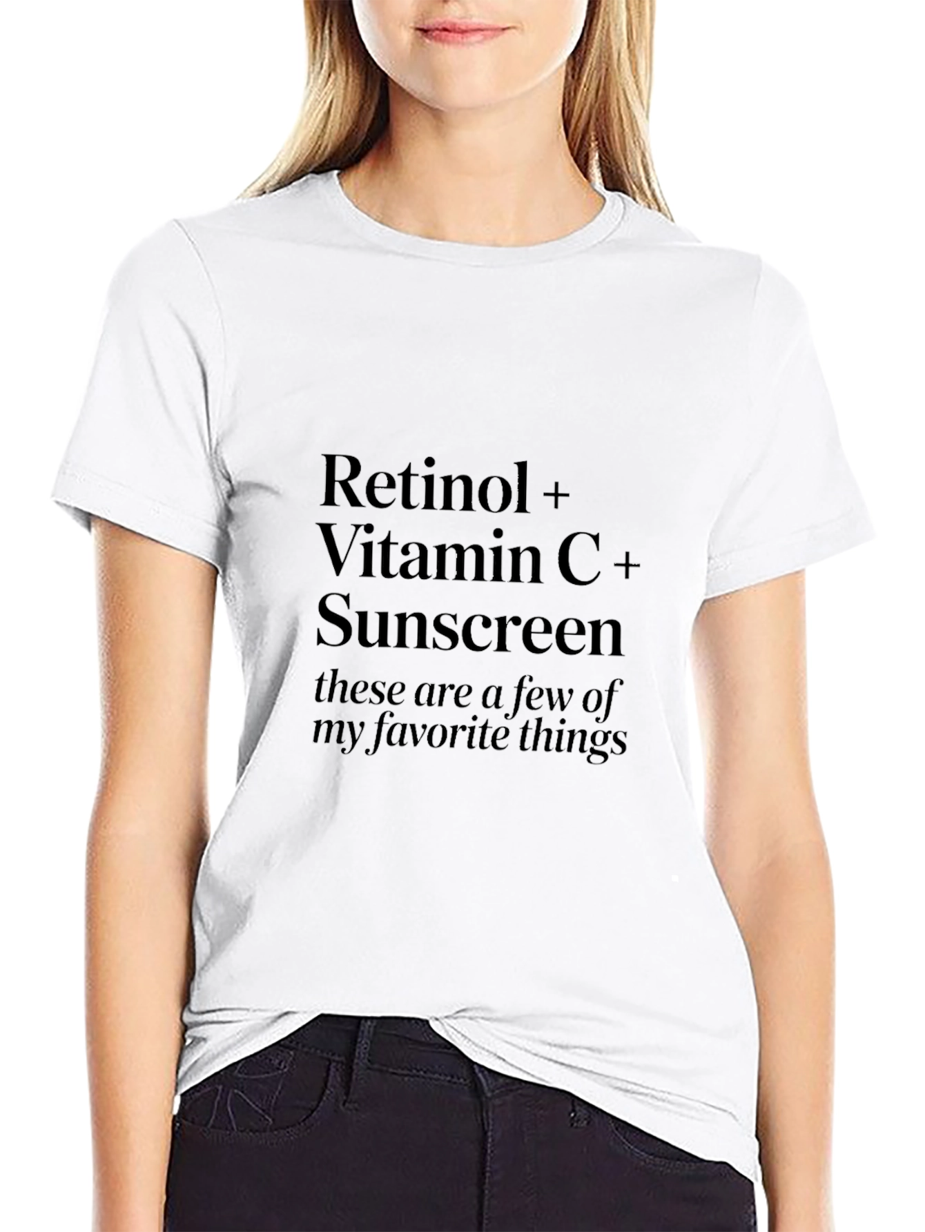 Retinol Vitamin C Sunscreen Favorite Things Black T-Shirt
