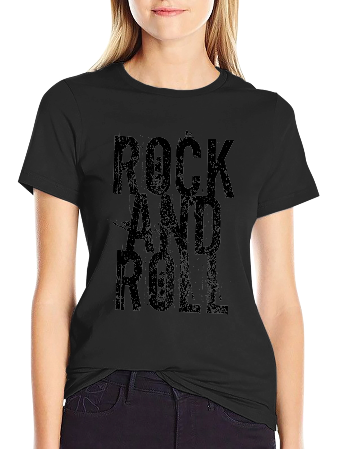 Rock and Roll Black Graphic T-Shirt