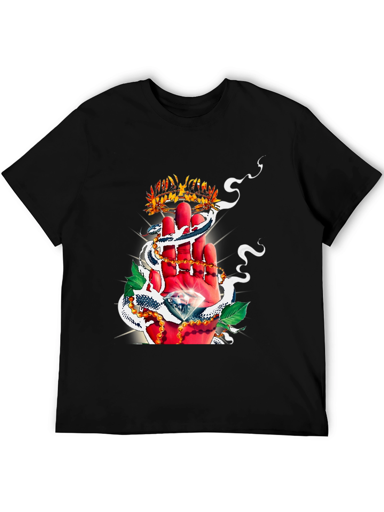 Crown & Diamond Graphic Print Black T-Shirt